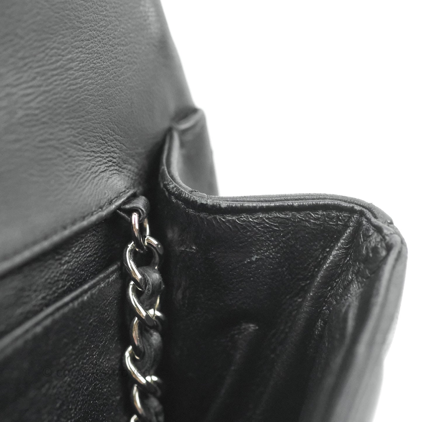 Chanel Quilted Clutch with Chain Lambskin Black Silver Hardware