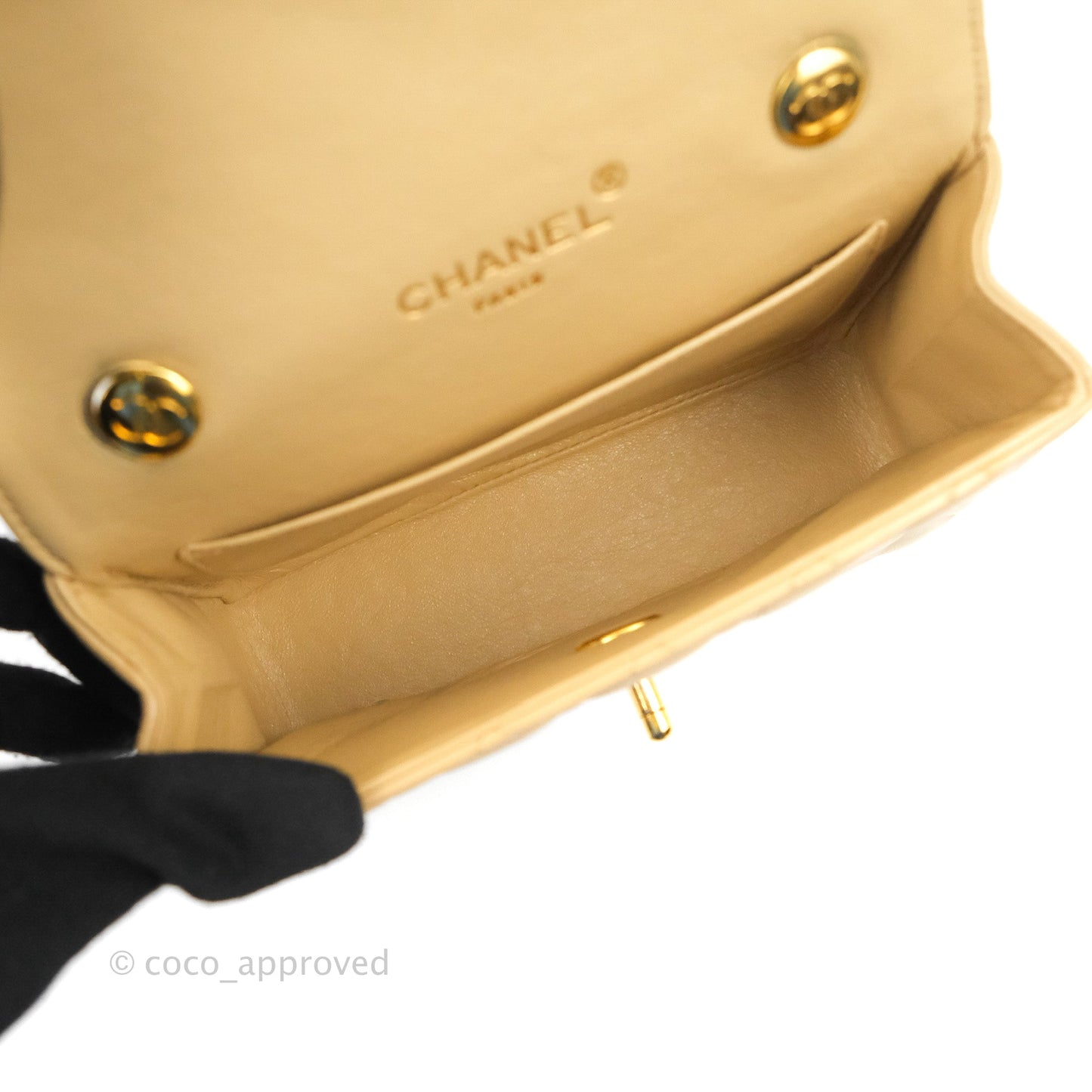 Chanel Vintage Mini Square Beige Lambskin 24K Gold Hardware