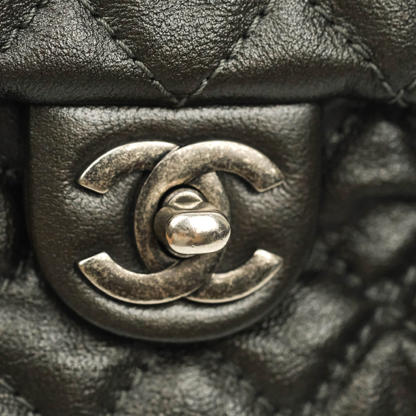 Chanel Chain Backpack Metallic Grey Lambskin Ruthenium Hardware