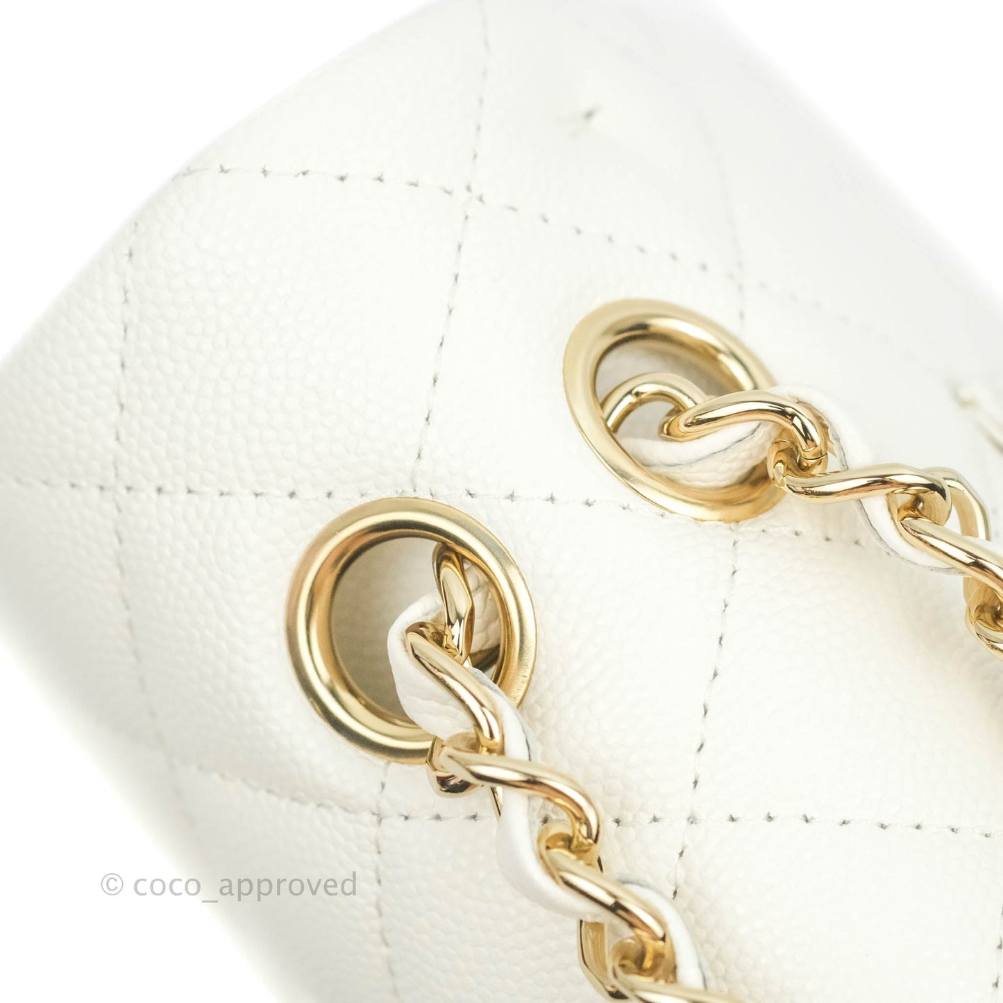 Chanel Classic M/L Medium Double Flap White Caviar Gold Hardware 21B