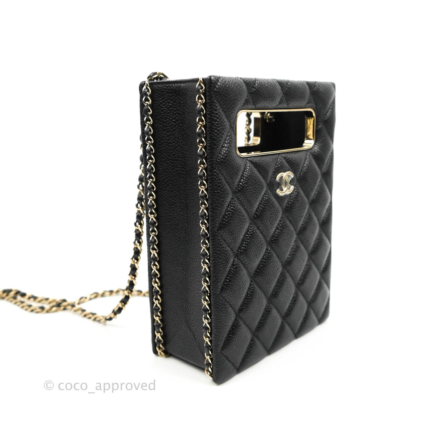 Chanel Evening Bag Caviar Black Gold Hardware 22SS