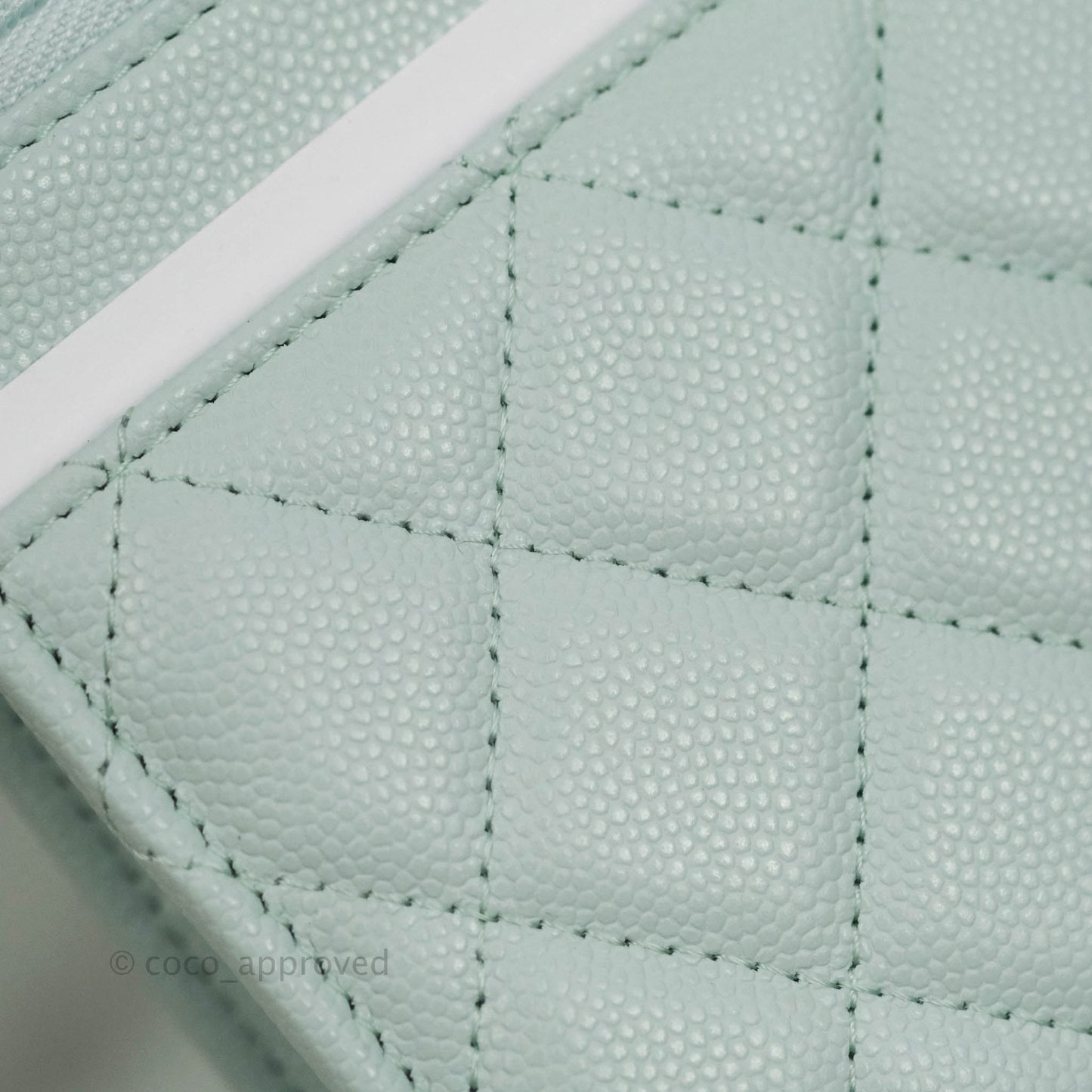 Chanel Quilted Classic Wallet on Chain WOC Light Blue Caviar Silver Hardware