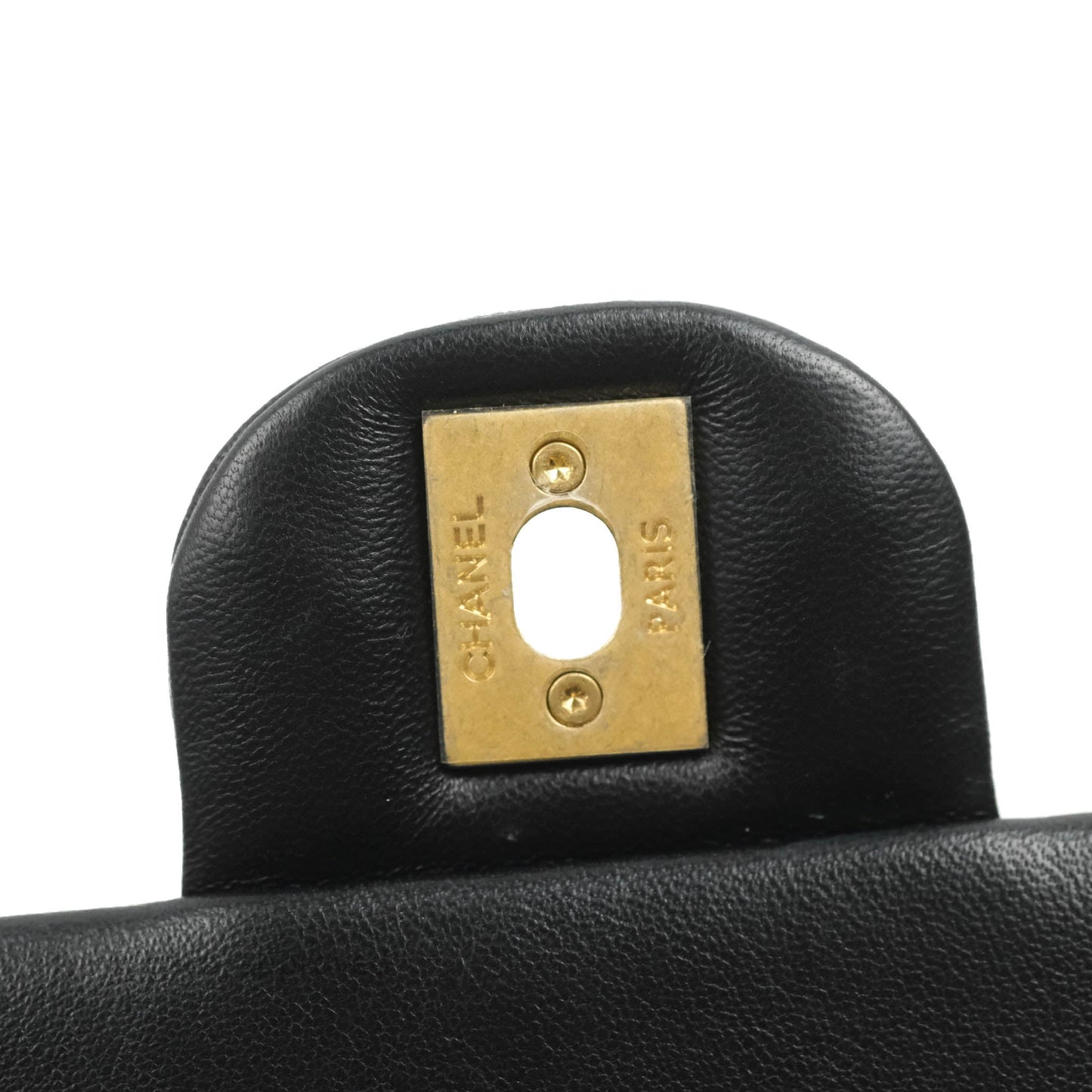 Chanel Mini Flap Bag With Pearl And Woven Chain CC Logo Black Lambskin Aged Gold Hardware 21B