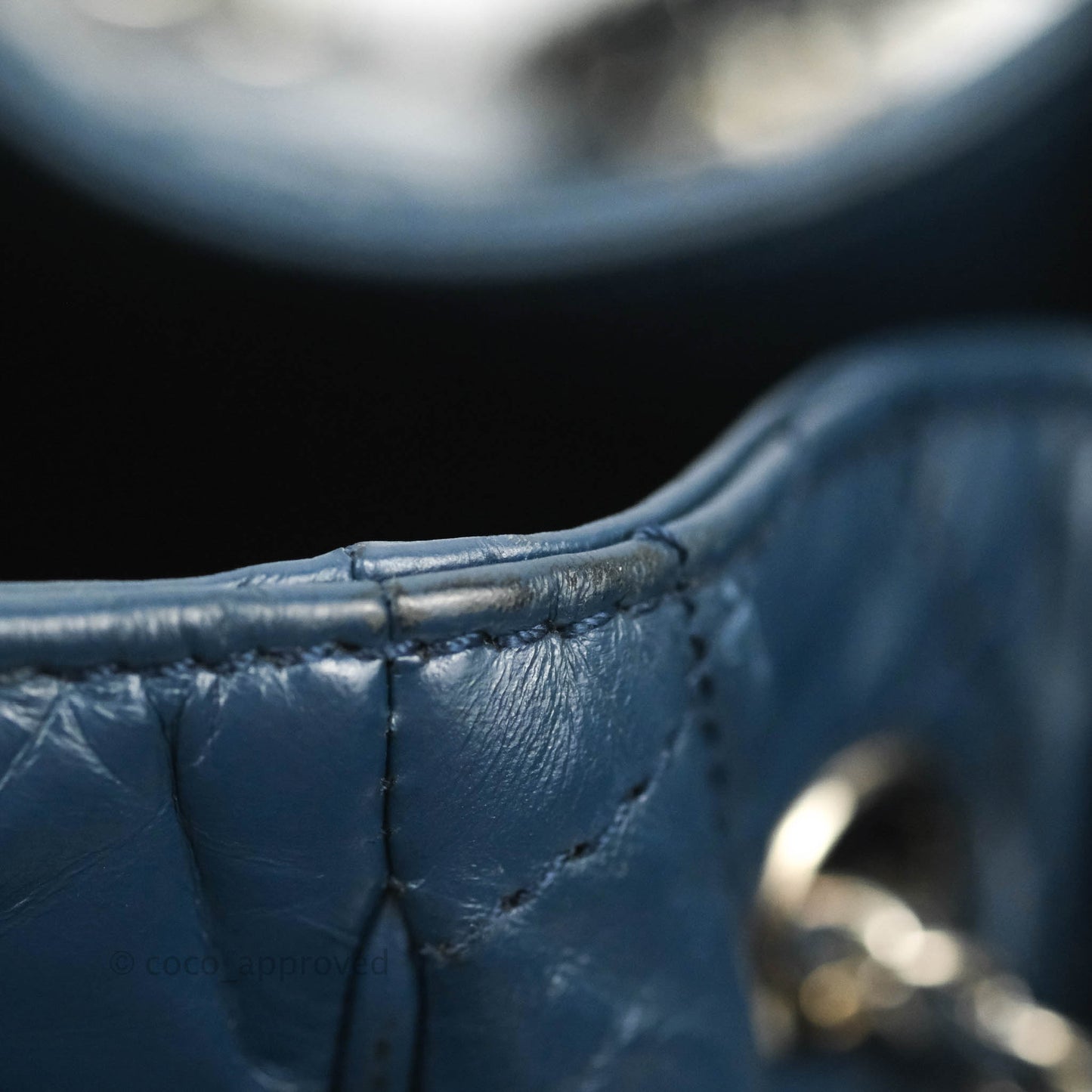 Chanel Drawstring Bucket Bag Dark Blue Aged Calfskin Silver Hardware
