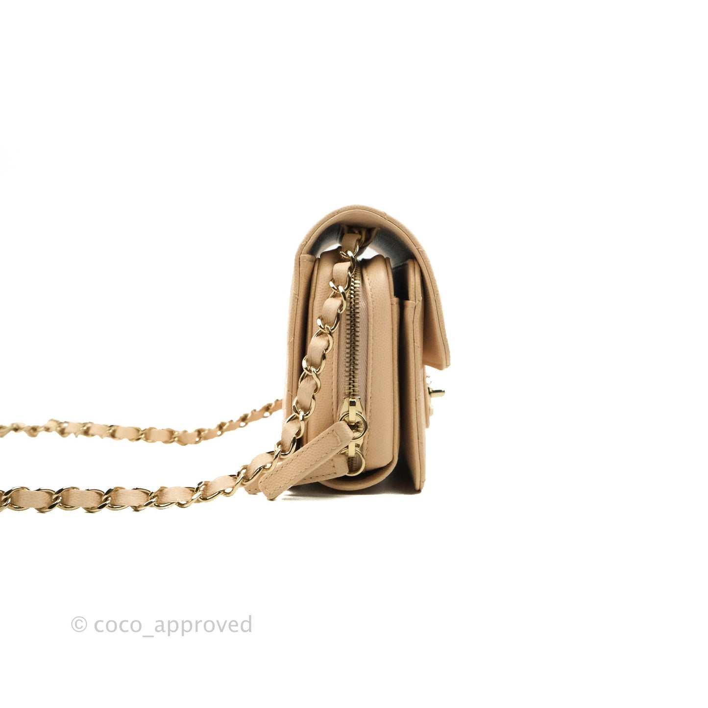 Chanel Quilted Small Like The Wallet Flap Light Beige Caviar Light Gold Hardware 22C