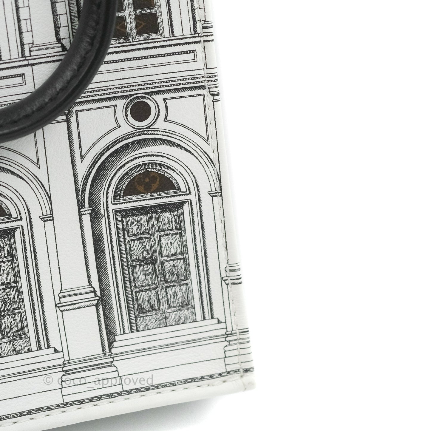 Louis Vuitton X Fornasetti Calfskin Architettura Petit Sac Plat Black White Gold Hardware