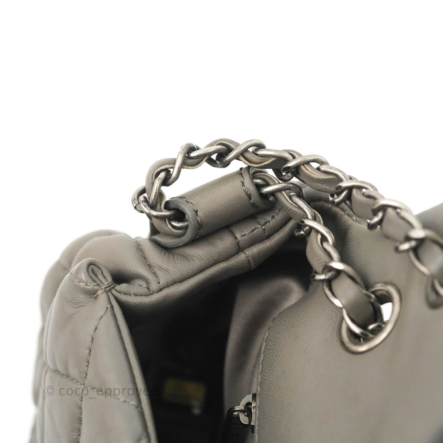 Chanel Medium Quilted Soft Accordion Flap Bag Grey Lambskin