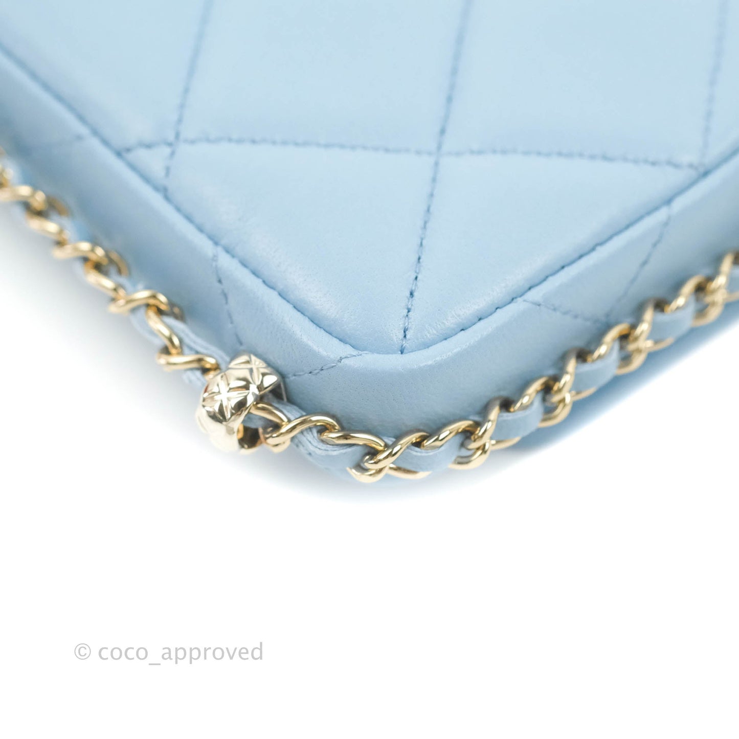 Chanel Mini Clutch With Chain Blue Lambskin Gold Hardware