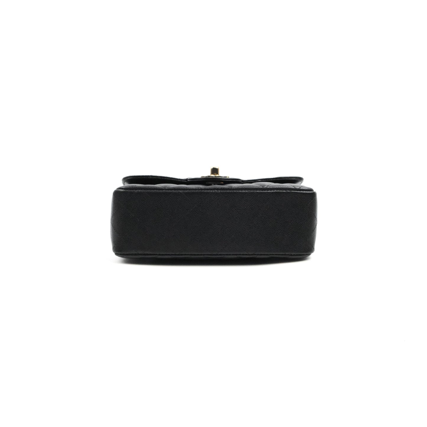 Chanel Quilted Mini Rectangular Flap Black Caviar Light Gold Hardware 17C