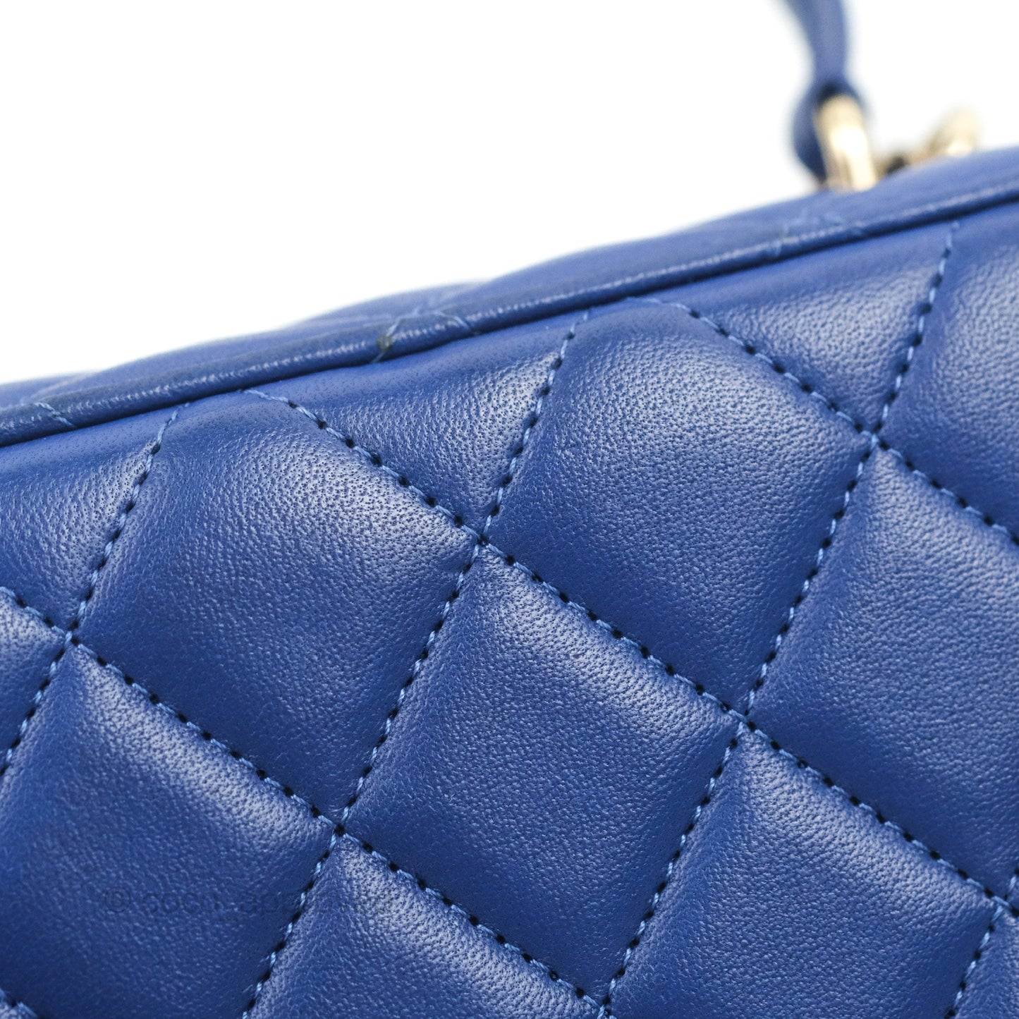 Chanel Vanity Rectangular Top Handle Blue Lambskin Gold Hardware