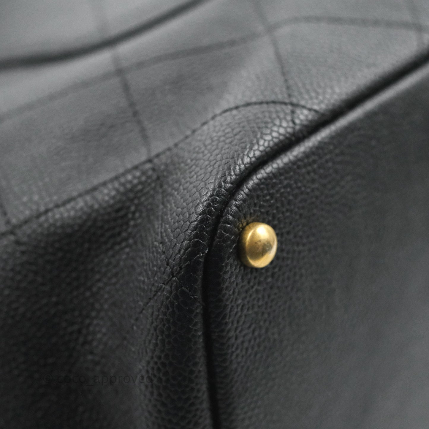 Chanel Quilted Shopping Tote Black Caviar Aged Gold Hardware 18C