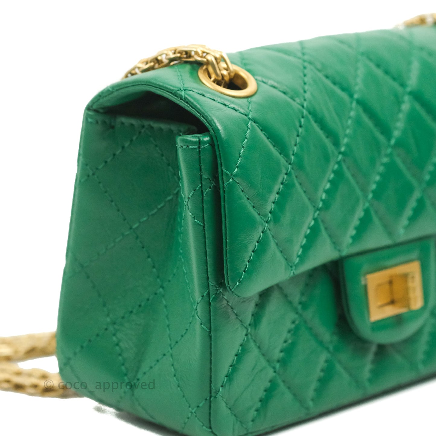 Chanel Mini Reissue 224 Green Aged Calfskin Aged Gold Hardware