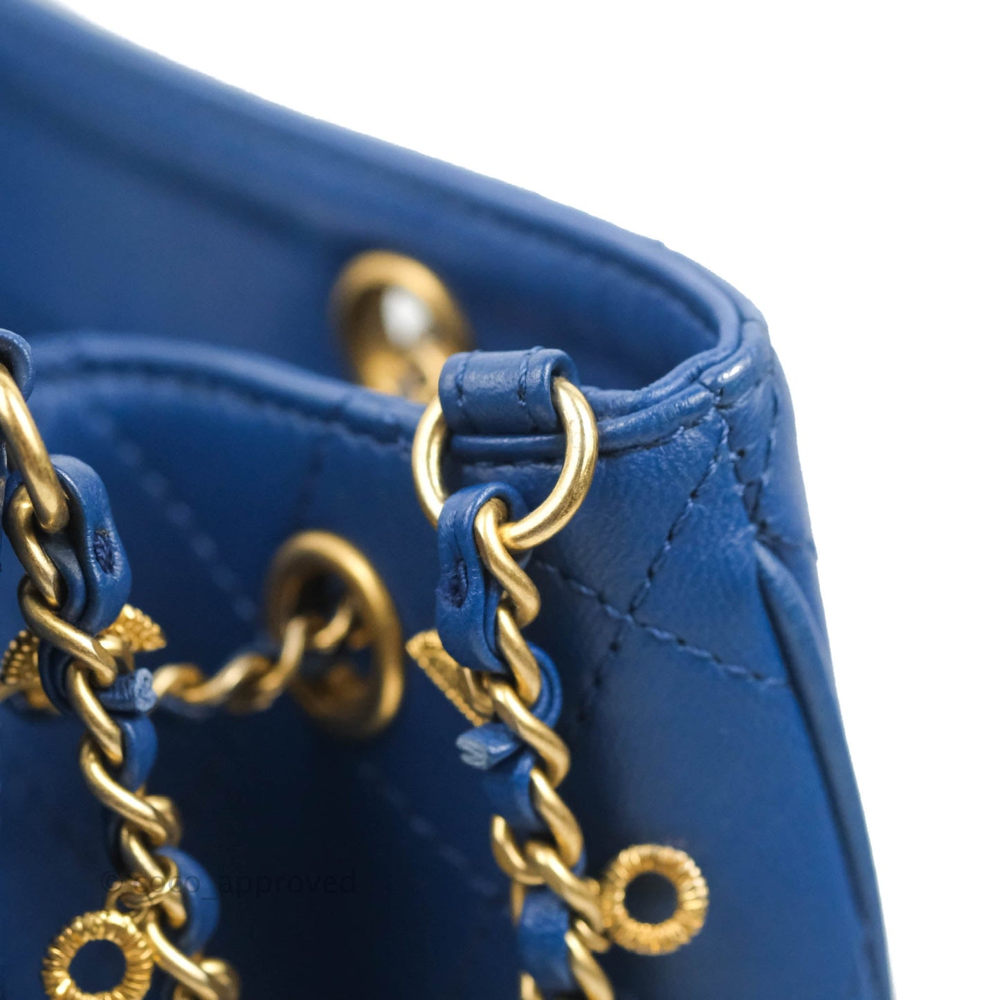 Chanel Egyptian Amulet Drawstring Bucket Bag Navy Aged Gold Hardware