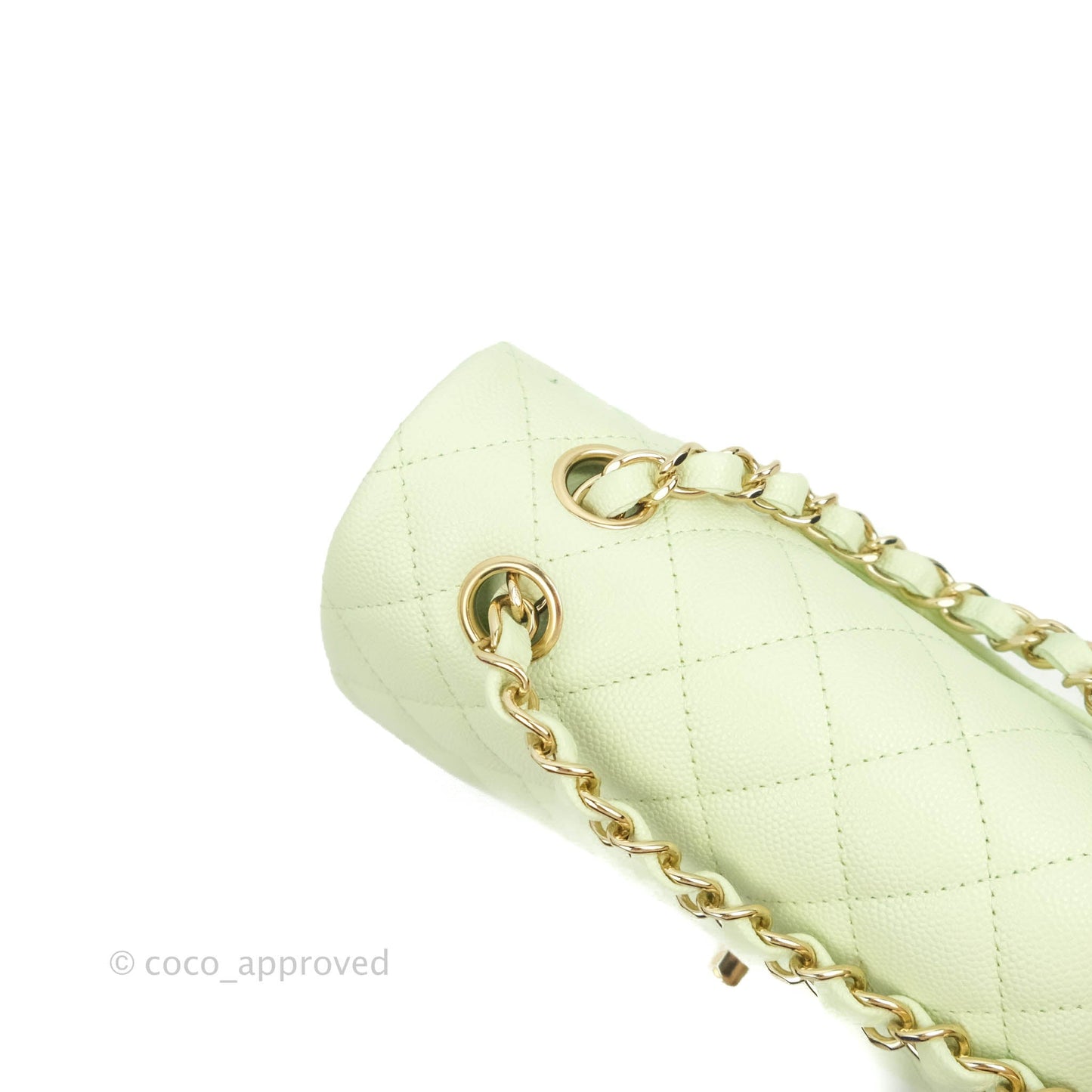 Chanel Small Classic Quilted Flap Pastel Green Caviar Gold Hardware