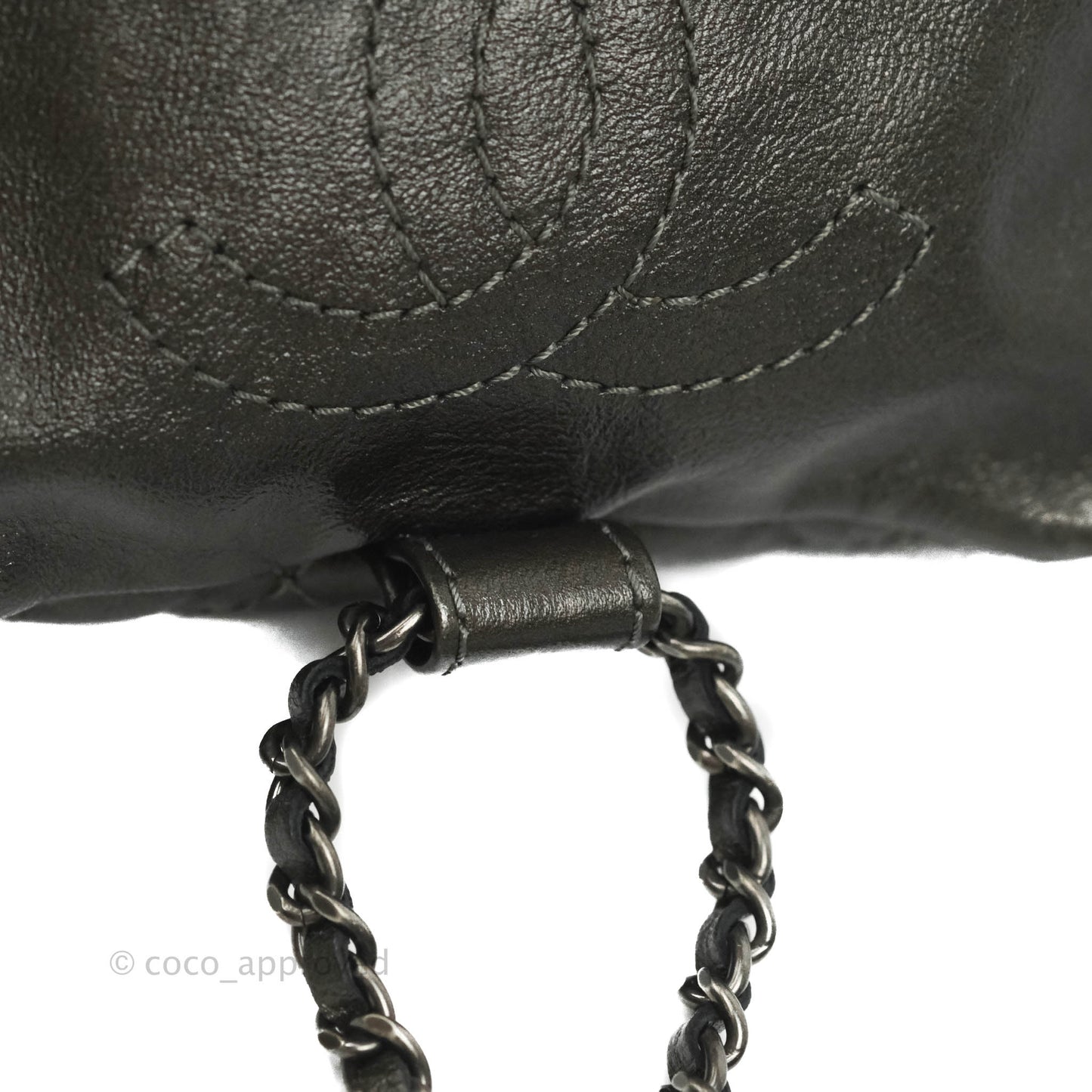 Chanel Chain Backpack Metallic Grey Lambskin Ruthenium Hardware