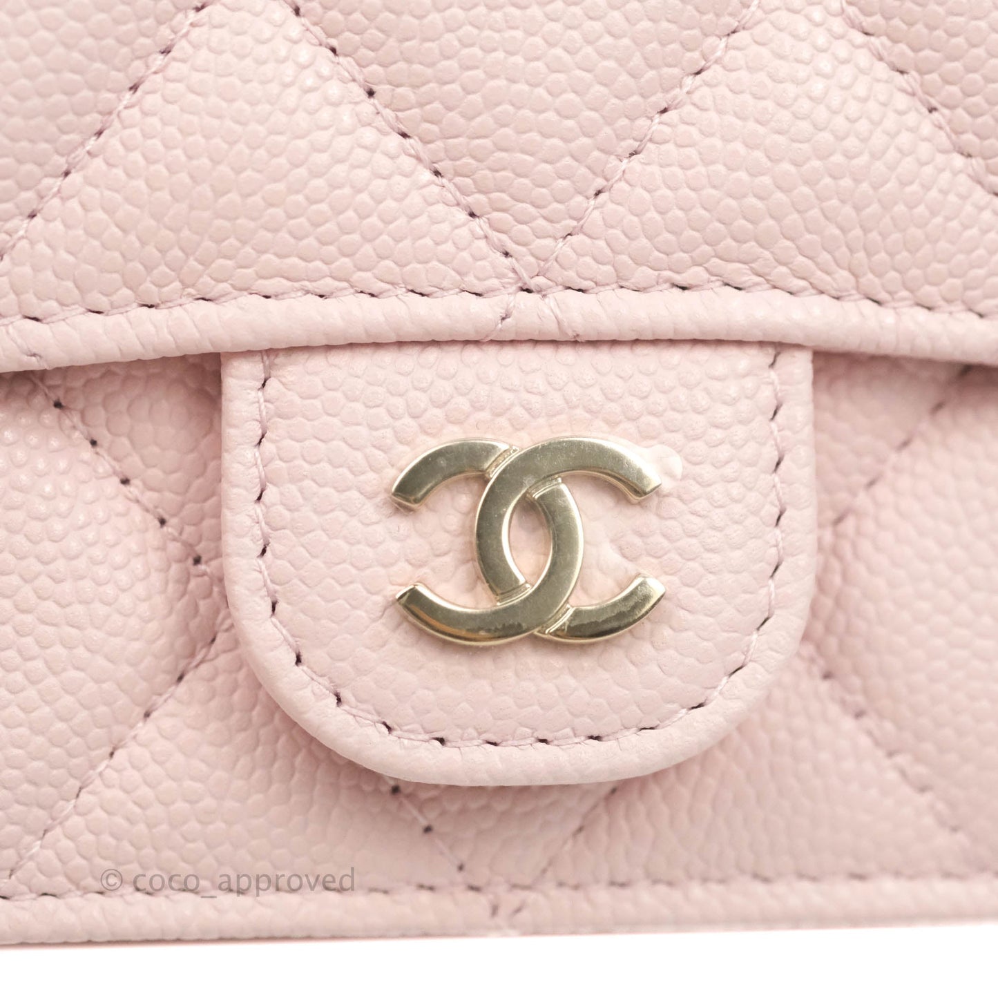 Chanel Mini Wallet With Chain Light Pink Caviar Gold Hardware