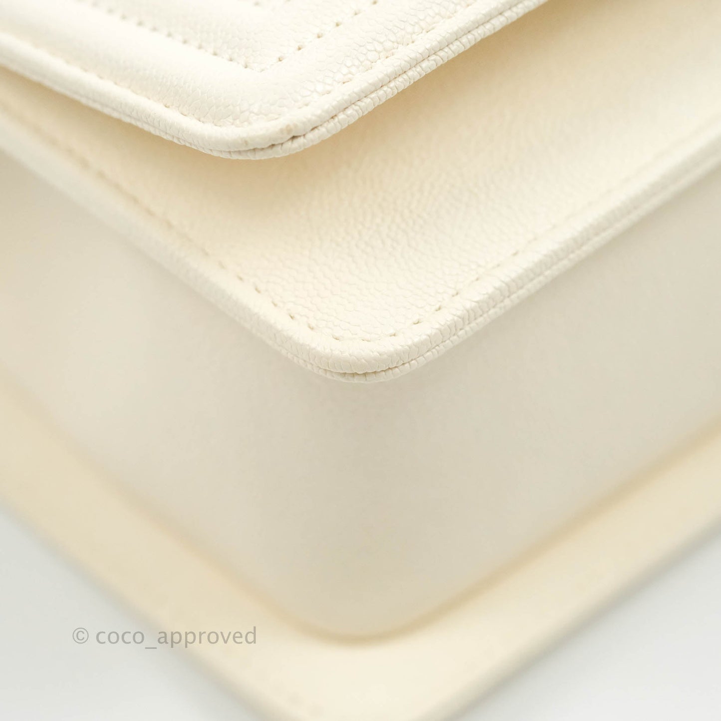 Chanel Boy Small Quilted White Caviar Aged Gold Hardware