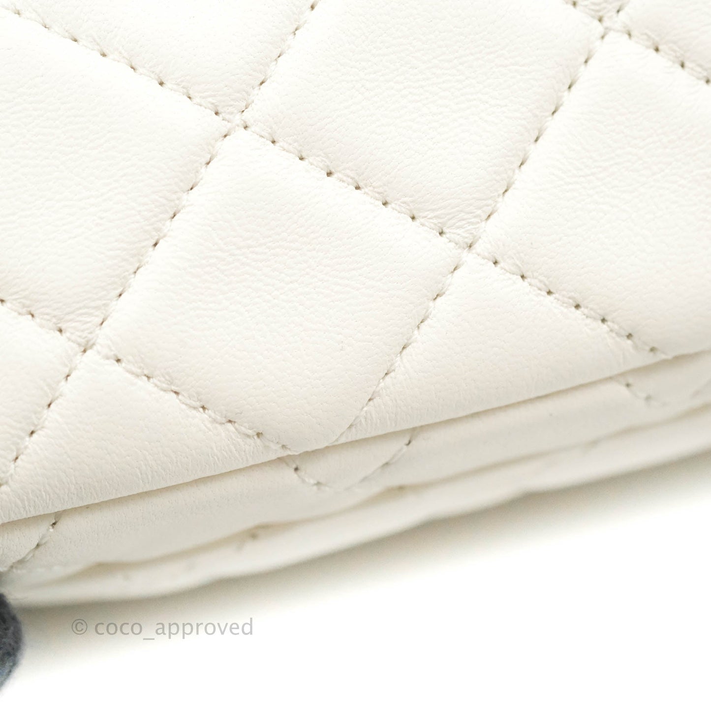 Chanel Mini Rectangular Pearl Crush Quilted White Lambskin Aged Gold Hardware