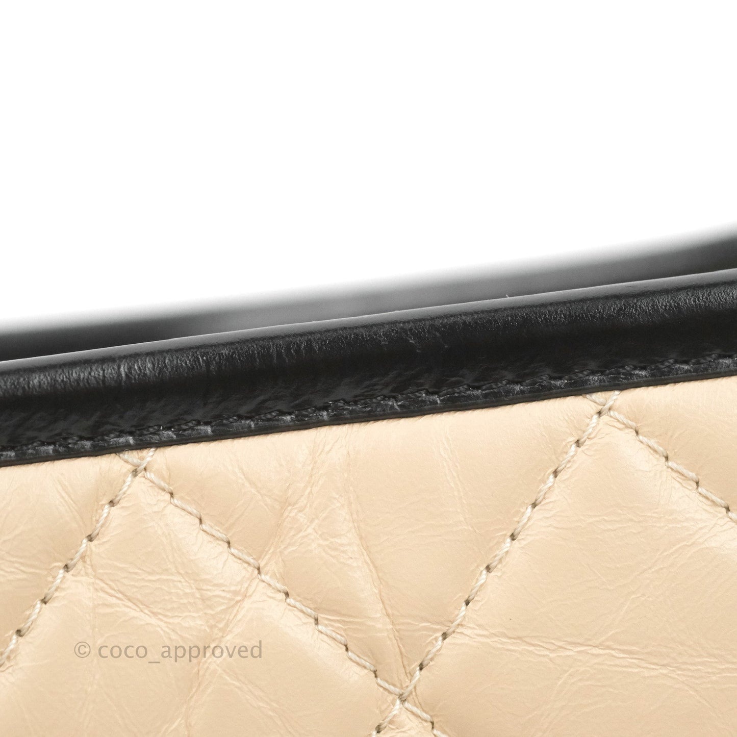Chanel Quilted Small Gabrielle Hobo Black Beige Aged Calfskin