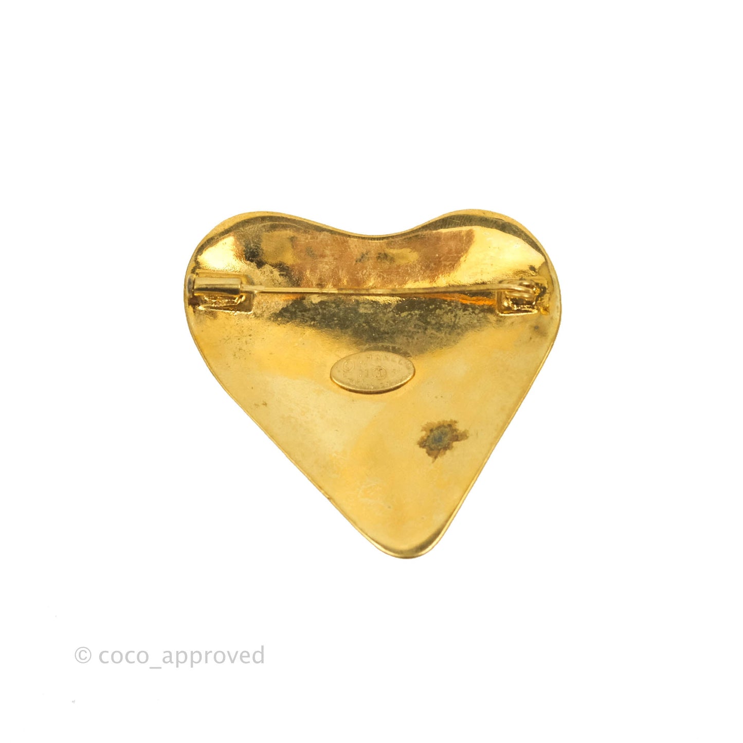 Chanel Vintage CC Heart Shape Brooch Gold Tone