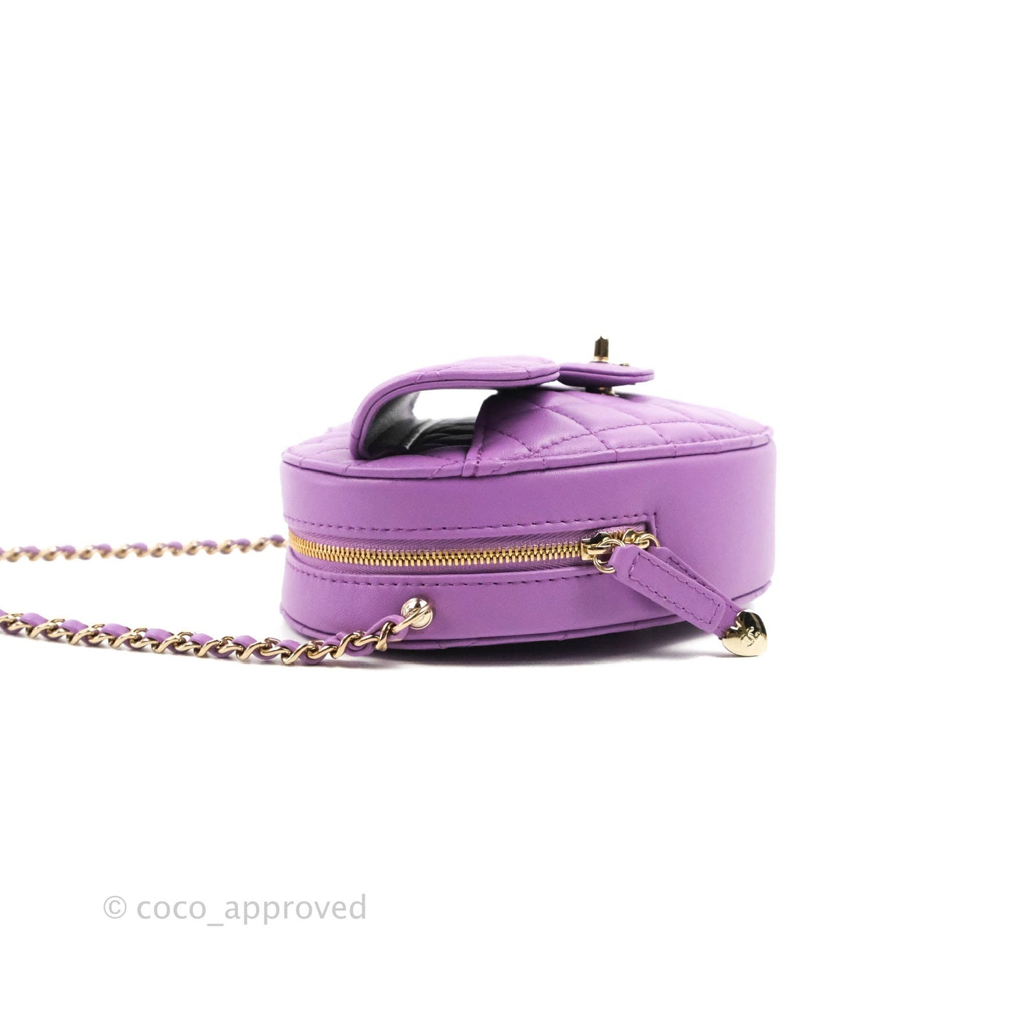 Chanel Large Heart Bag Purple Lambskin Gold Hardware 22S