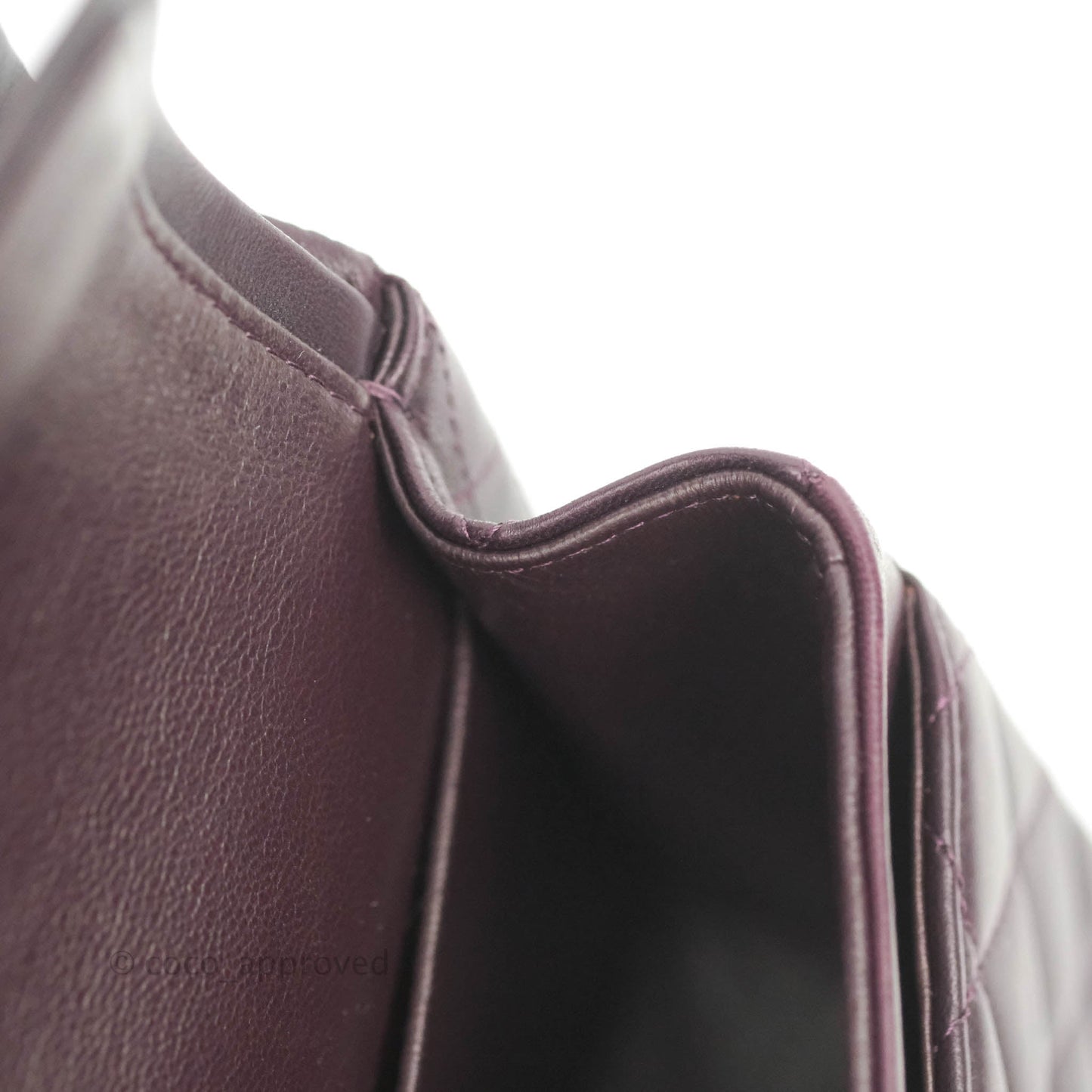 Chanel Classic M/L Medium Flap Quilted Purple Burgundy Lambskin Silver Hardware
