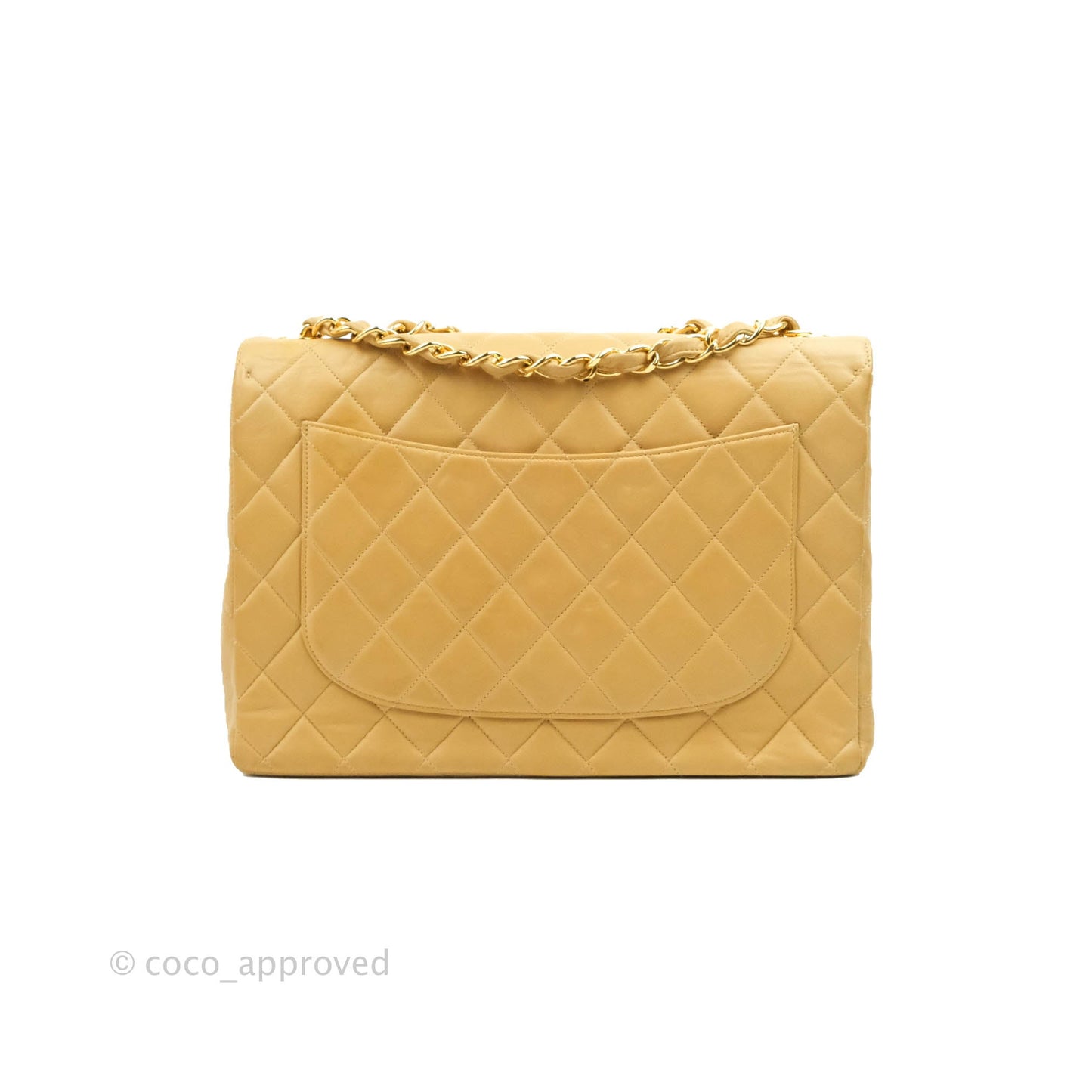 Chanel Classic Vintage Jumbo Single Flap Beige Lambskin Gold Hardware