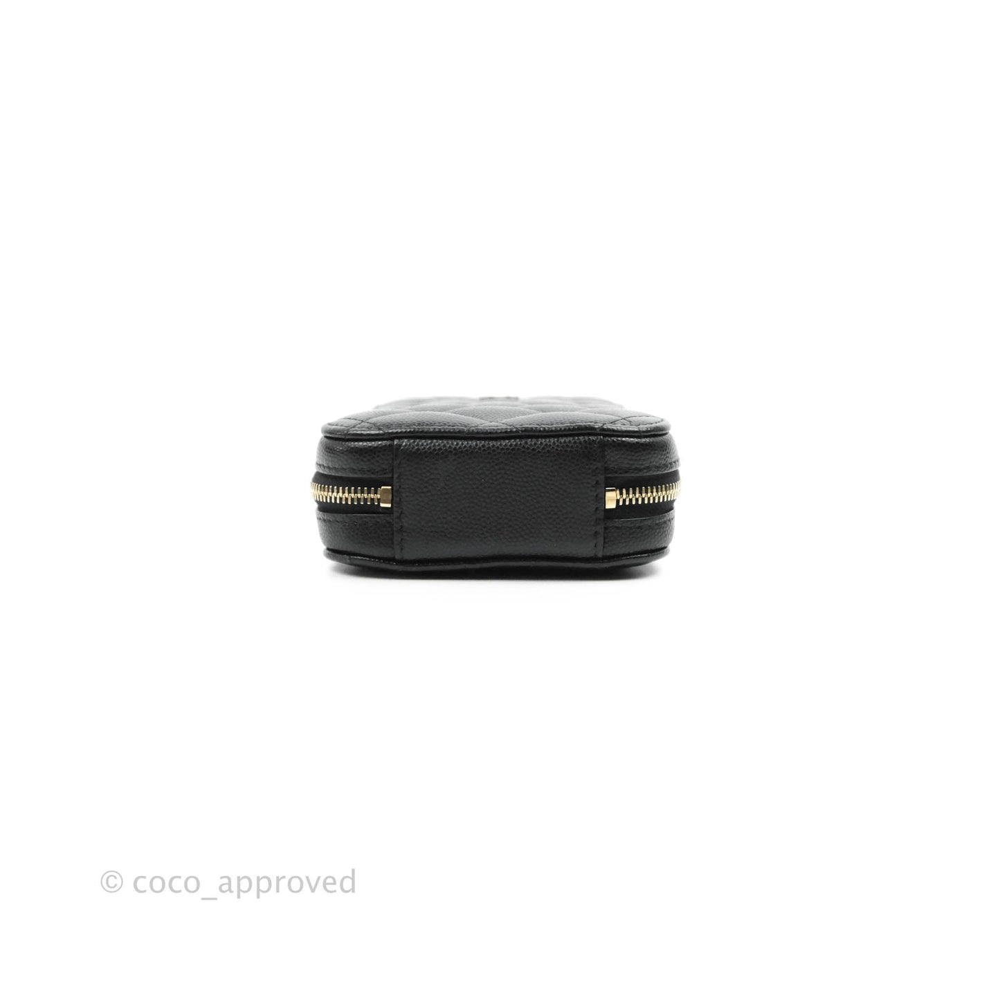 Chanel Quilted WOC Phone Holder Black Caviar Gold Hardware