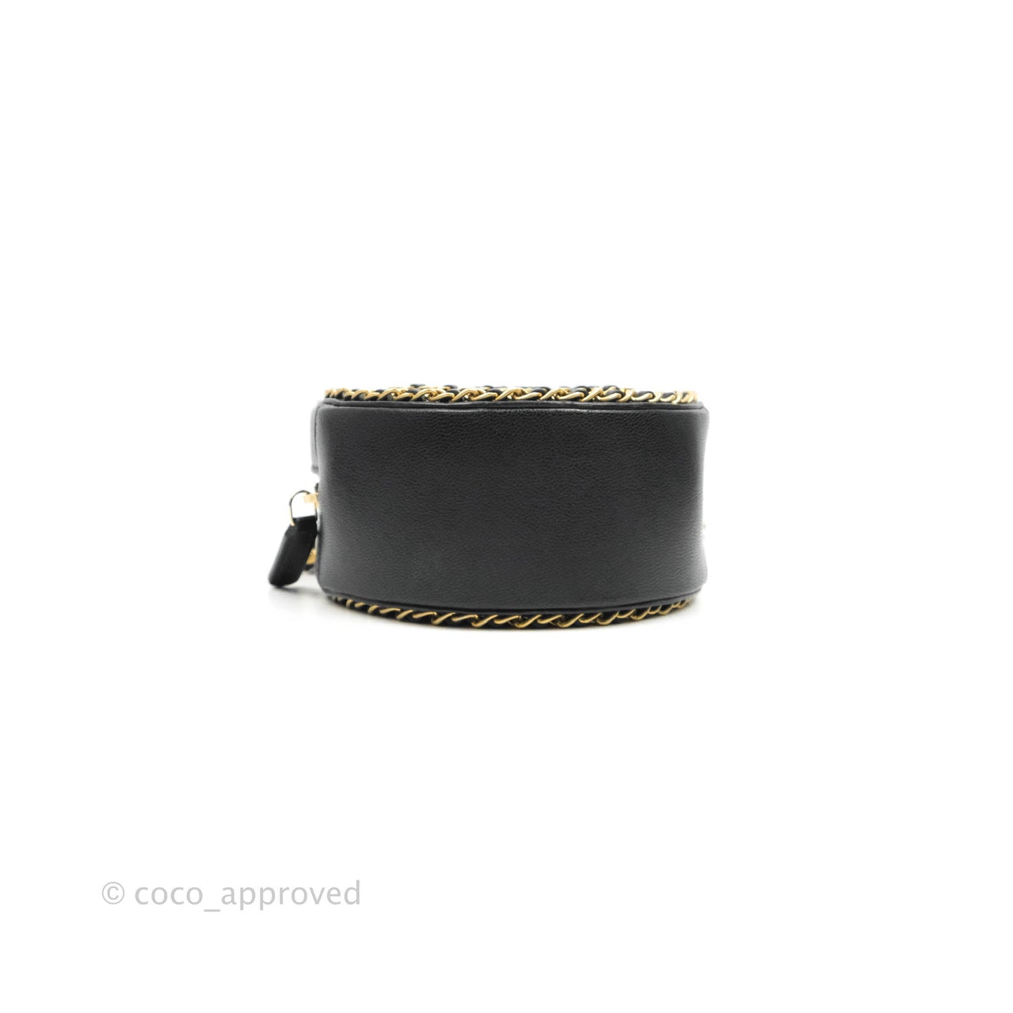 Chanel Quilted Filigree Chain Around Circle Bag Black Lambskin Aged Gold Hardware