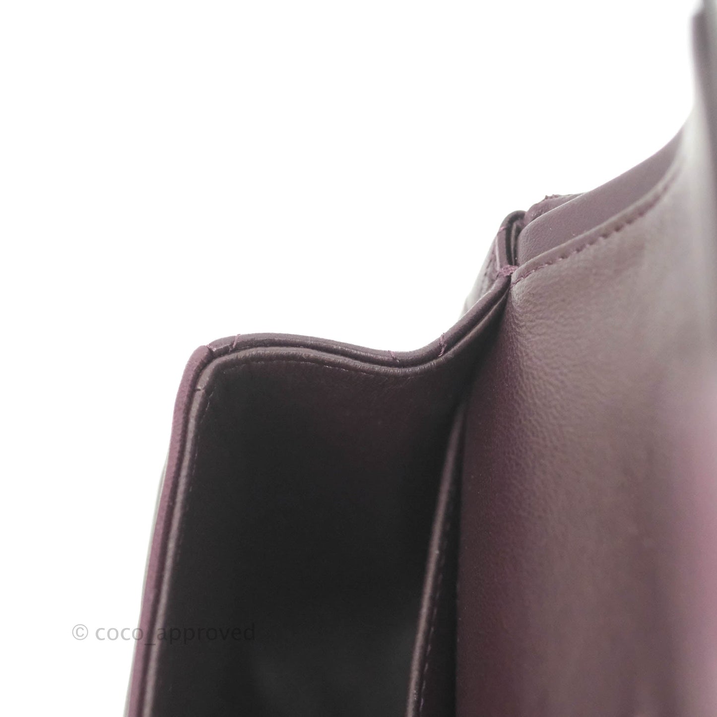 Chanel Classic M/L Medium Flap Quilted Purple Burgundy Lambskin Silver Hardware