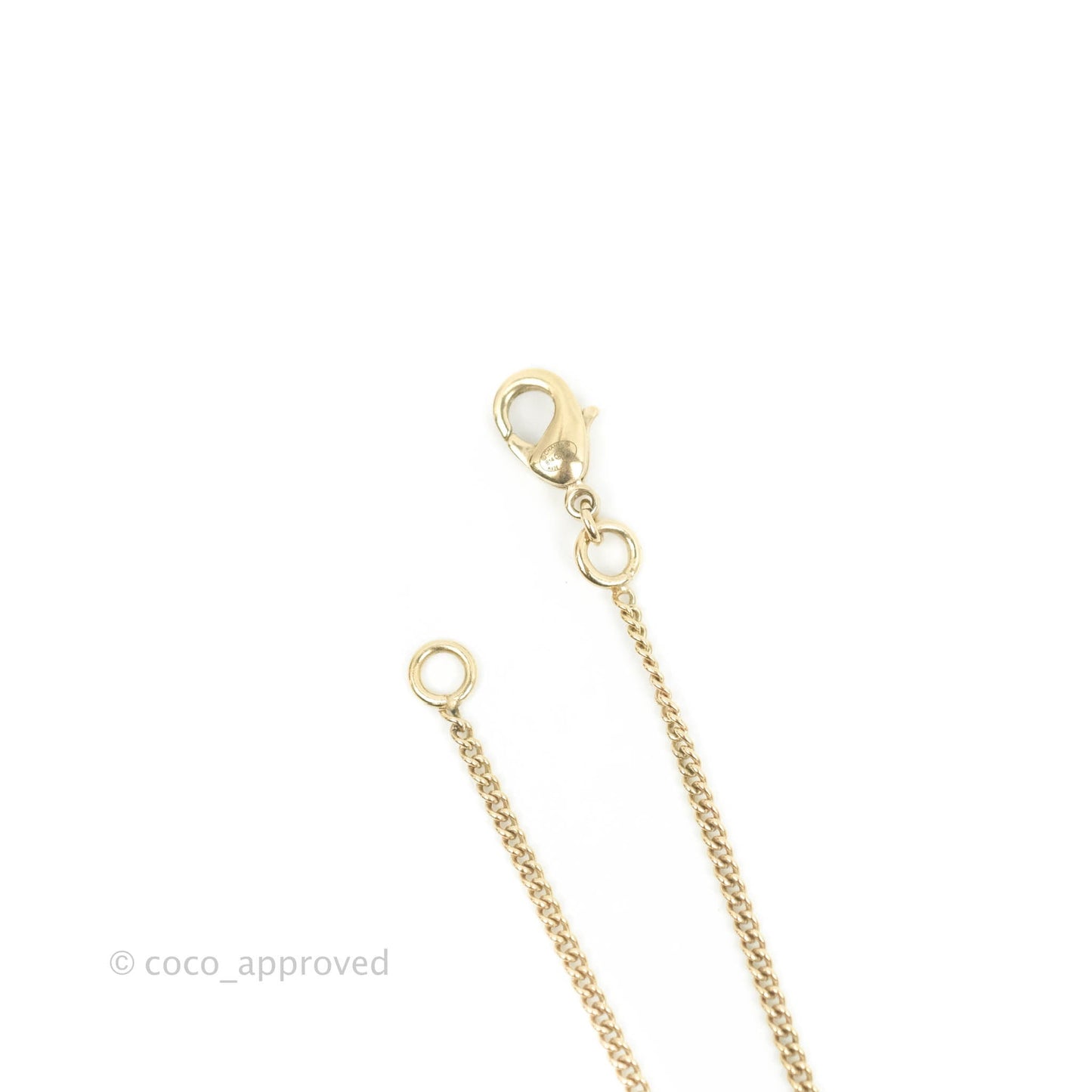 Chanel Ribbon Bow CC Crystal Drop Pendant Necklace Gold Tone 14K