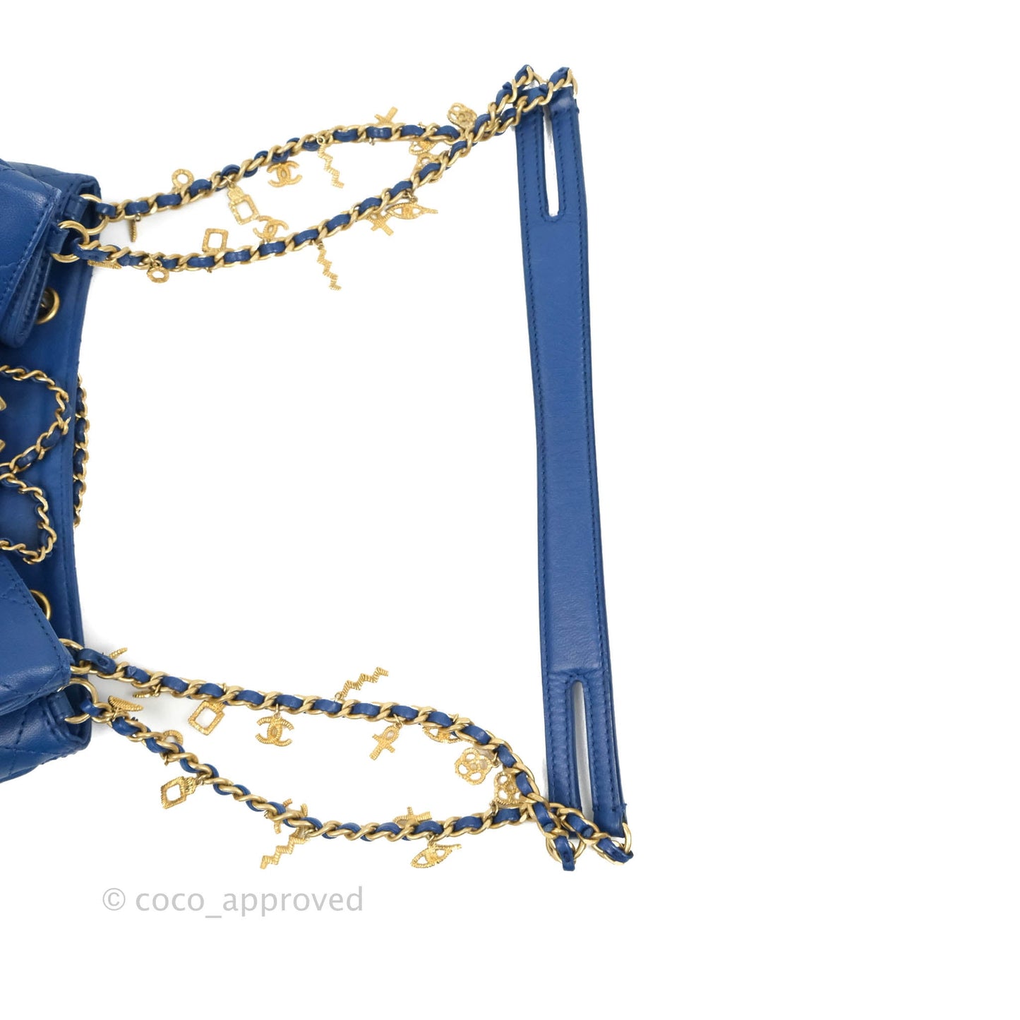 Chanel Egyptian Amulet Drawstring Bucket Bag Navy Aged Gold Hardware