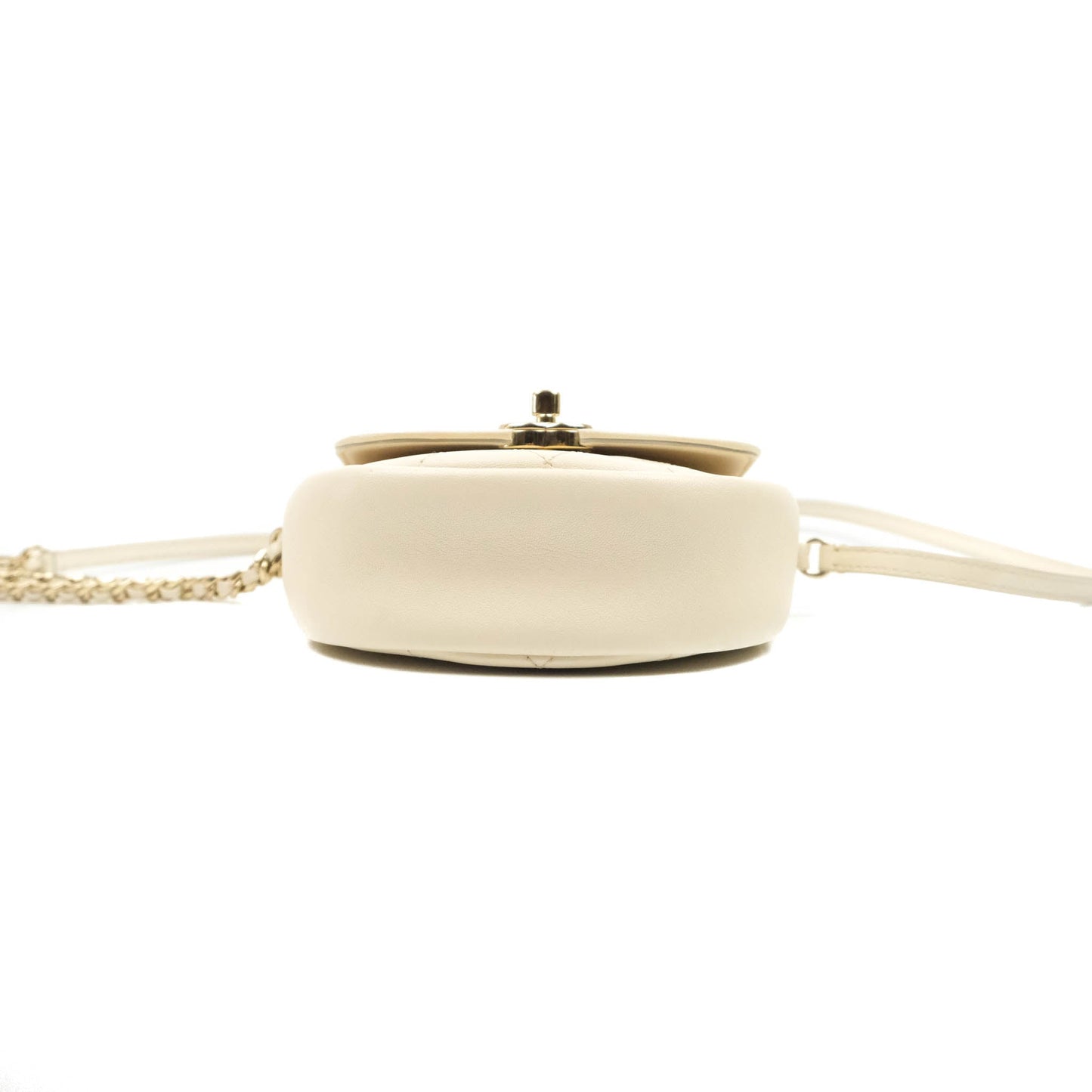 Chanel Flat Quilted Mini Flap Bag Ivory Calfskin Gold Hardware