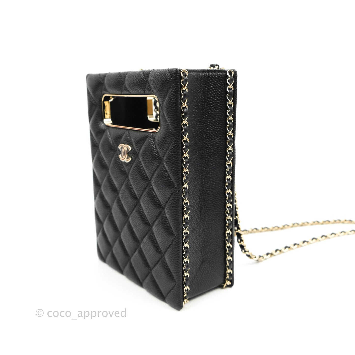 Chanel Evening Bag Caviar Black Gold Hardware 22SS