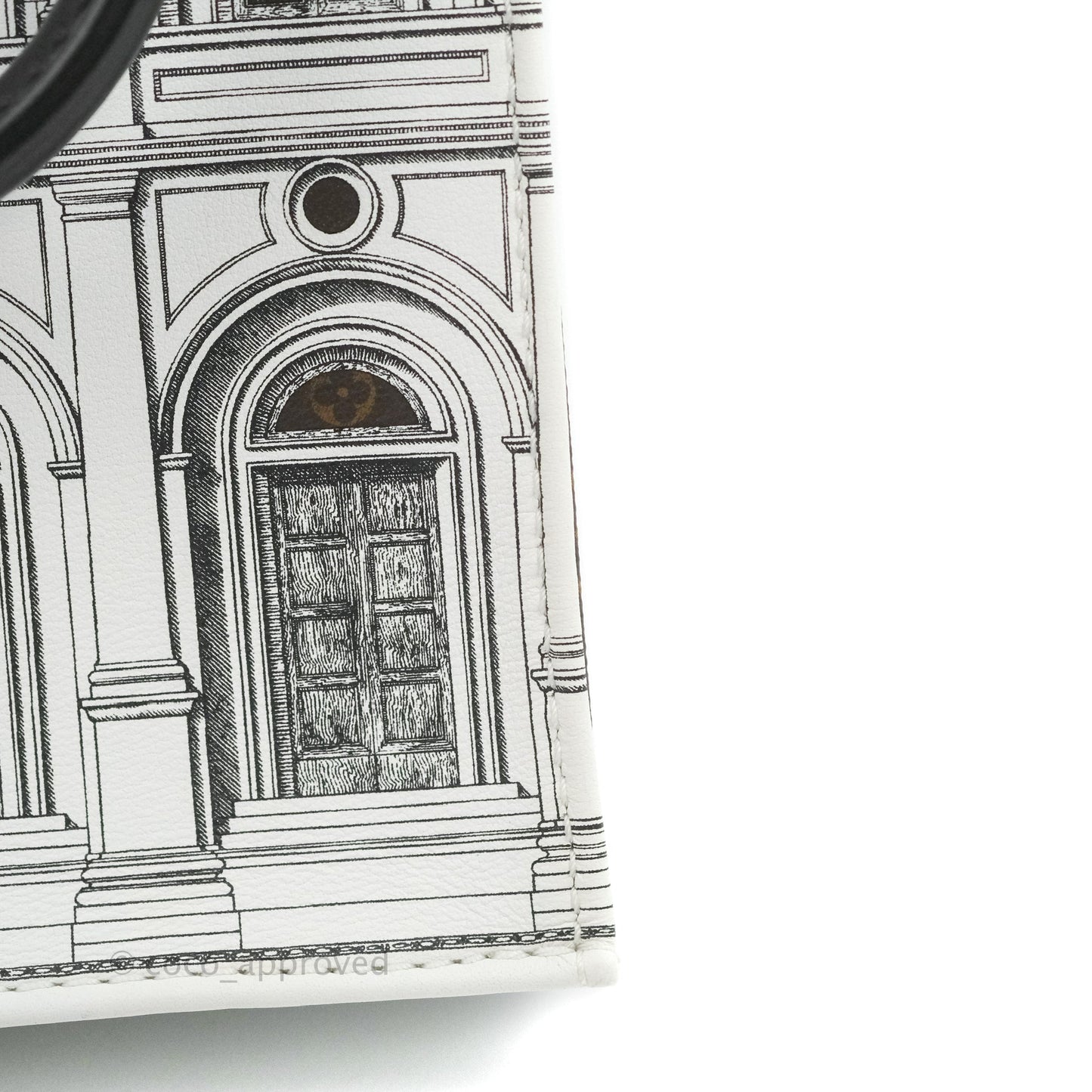 Louis Vuitton X Fornasetti Calfskin Architettura Petit Sac Plat Black White Gold Hardware