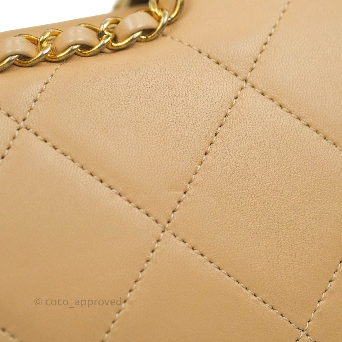 Chanel A Real Catch Quilted Flap Bag Beige Aged Gold Hardware