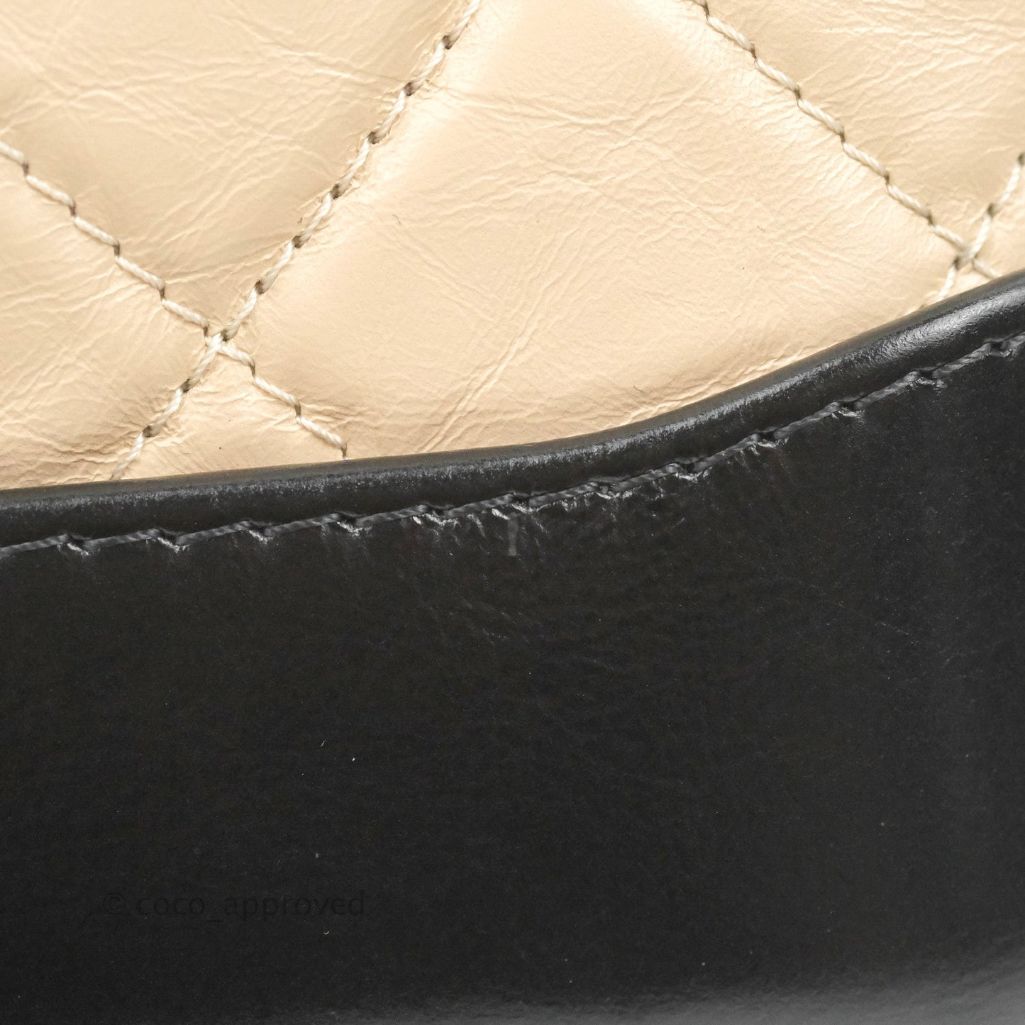 Chanel Quilted Small Gabrielle Hobo Black Beige Aged Calfskin
