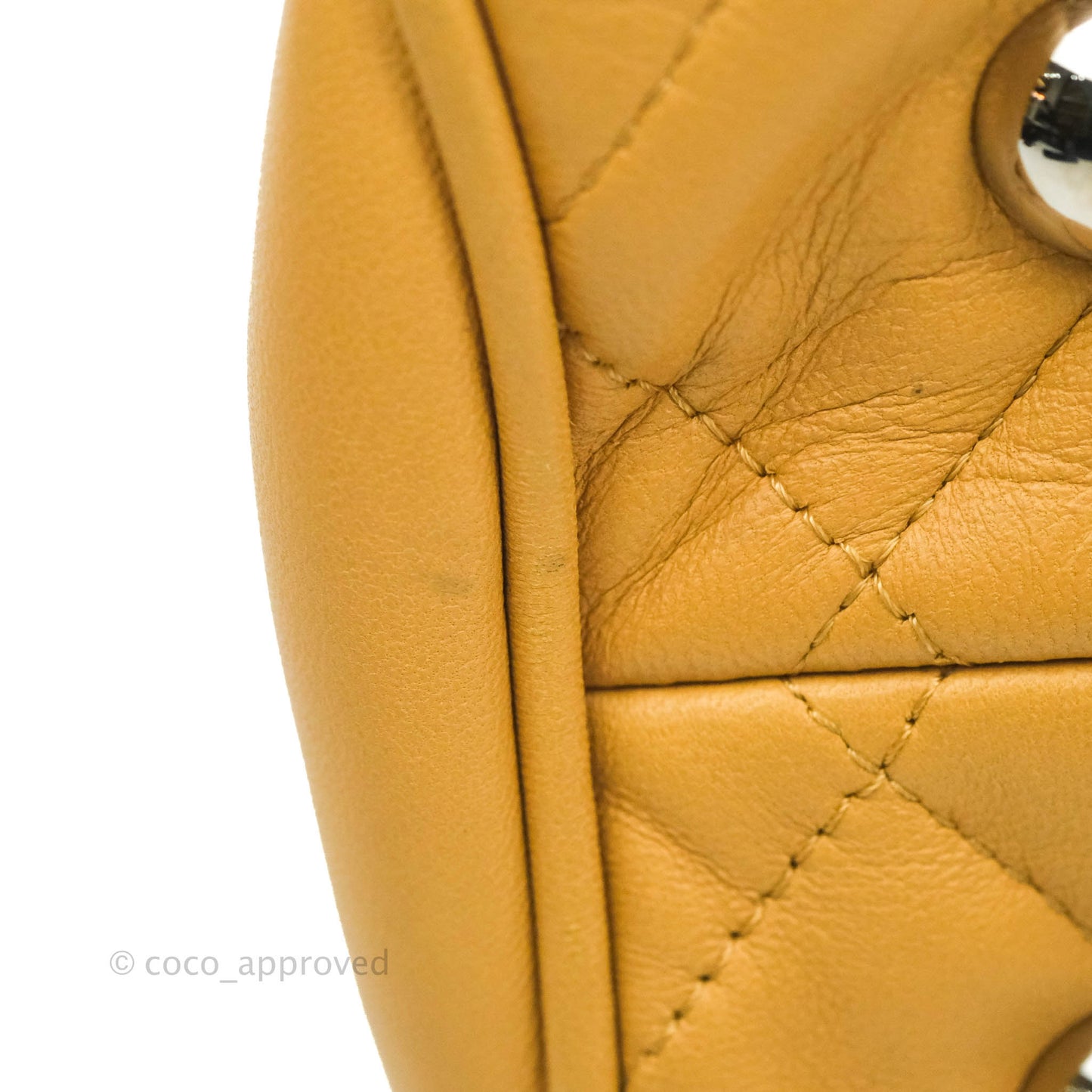 Chanel Quilted Bowling Bag Beige Lambskin Silver Hardware