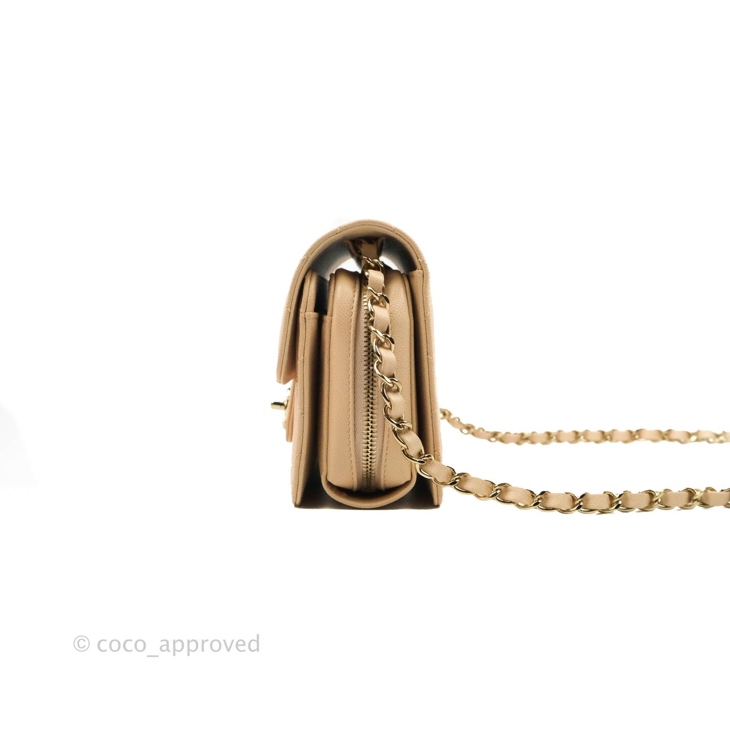 Chanel Quilted Small Like The Wallet Flap Light Beige Caviar Light Gold Hardware 22C