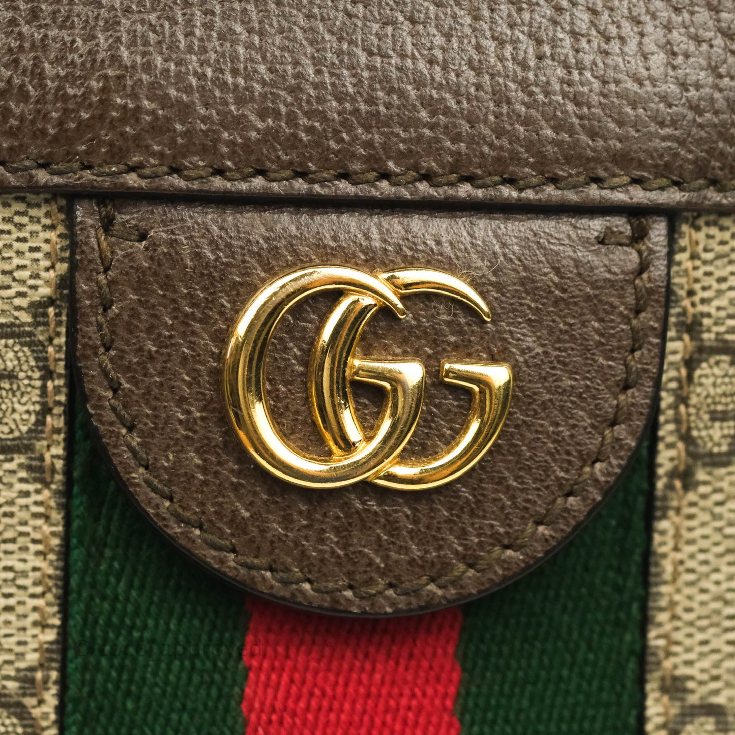 Gucci GG Supreme Monogram Web Small Ophidia Chain Shoulder Bag Brown