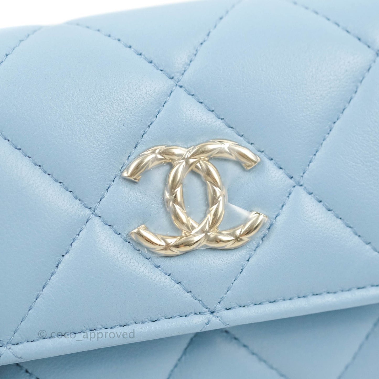 Chanel Mini Clutch With Chain Blue Lambskin Gold Hardware