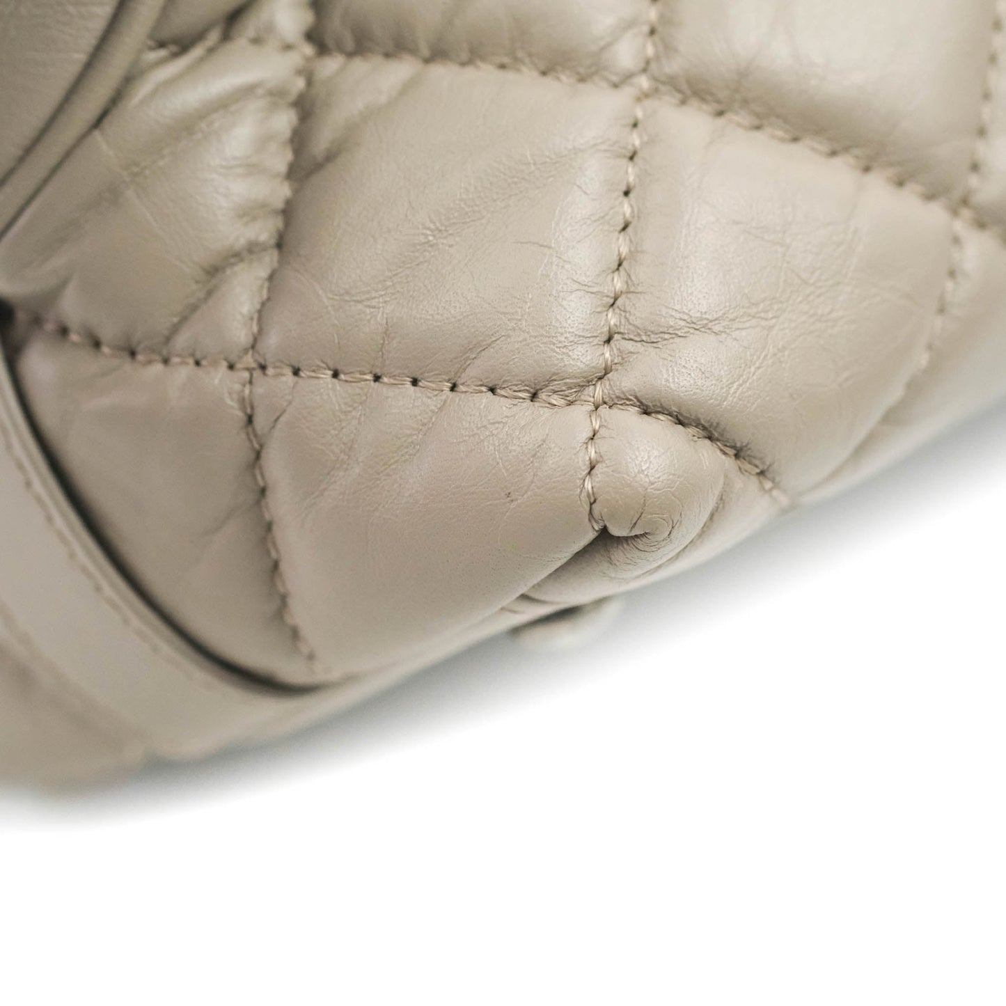 Chanel Quilted Small Coco Handle Bowling Bag Grey Aged Calfskin Ruthenium Hardware