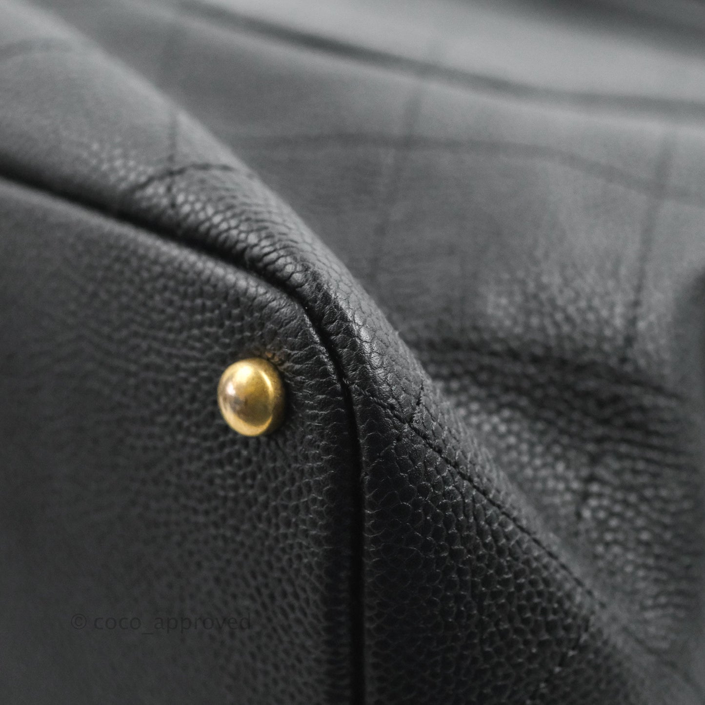 Chanel Quilted Shopping Tote Black Caviar Aged Gold Hardware 18C