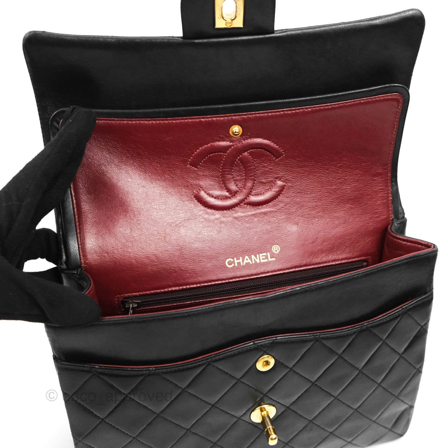 Chanel Vintage Square Flap Bag Black Lambskin 24K Gold Hardware