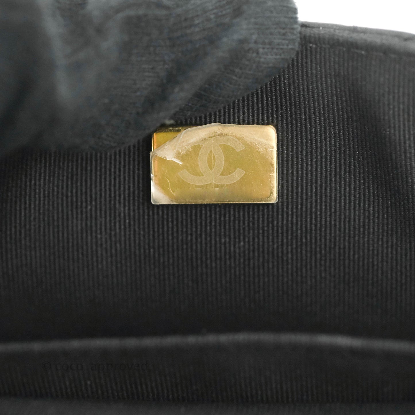 Chanel Mini Flap Bag With Pearl And Woven Chain CC Logo Black Lambskin Aged Gold Hardware 21B