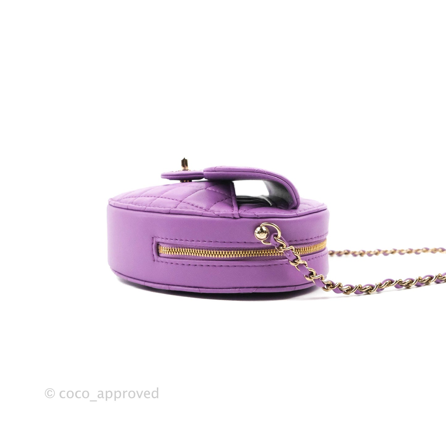 Chanel Large Heart Bag Purple Lambskin Gold Hardware 22S