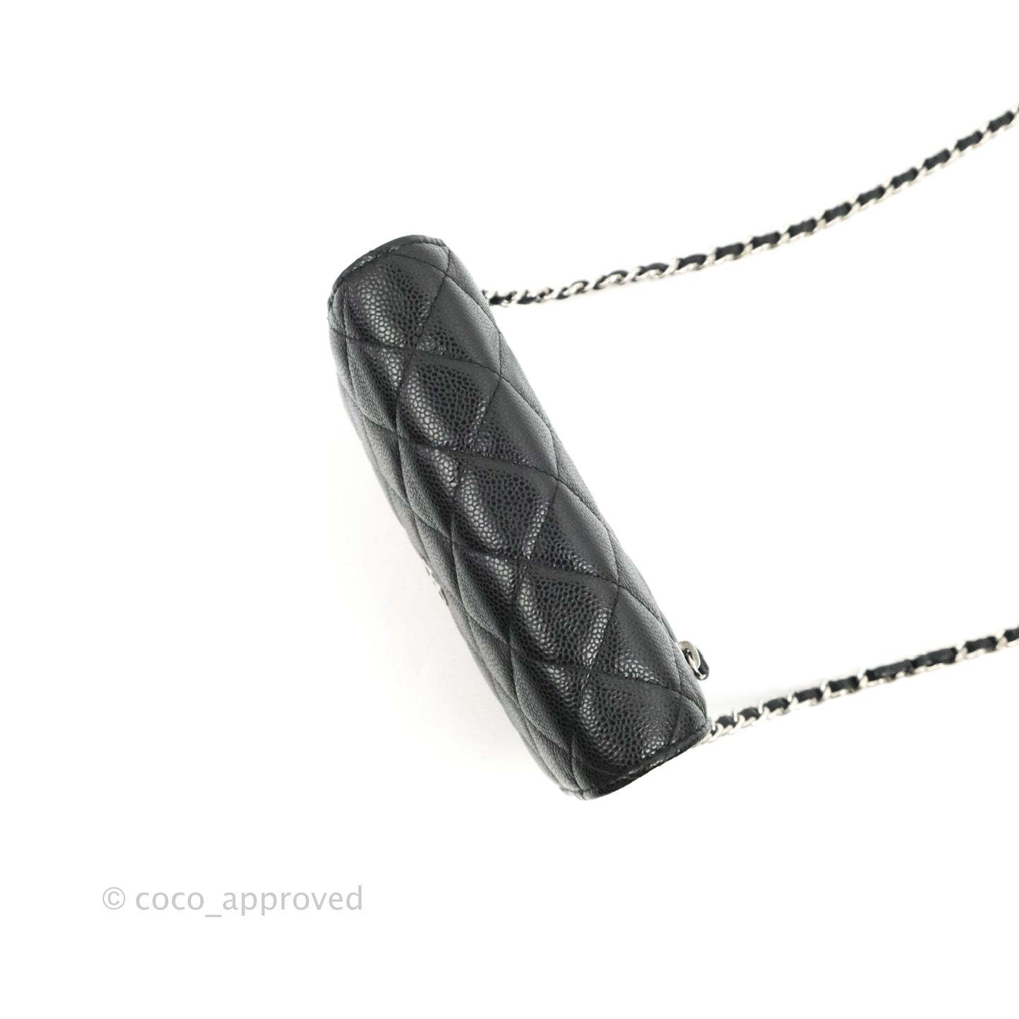 Chanel Quilted Mini Wallet on Chain WOC Black Caviar Silver Hardware