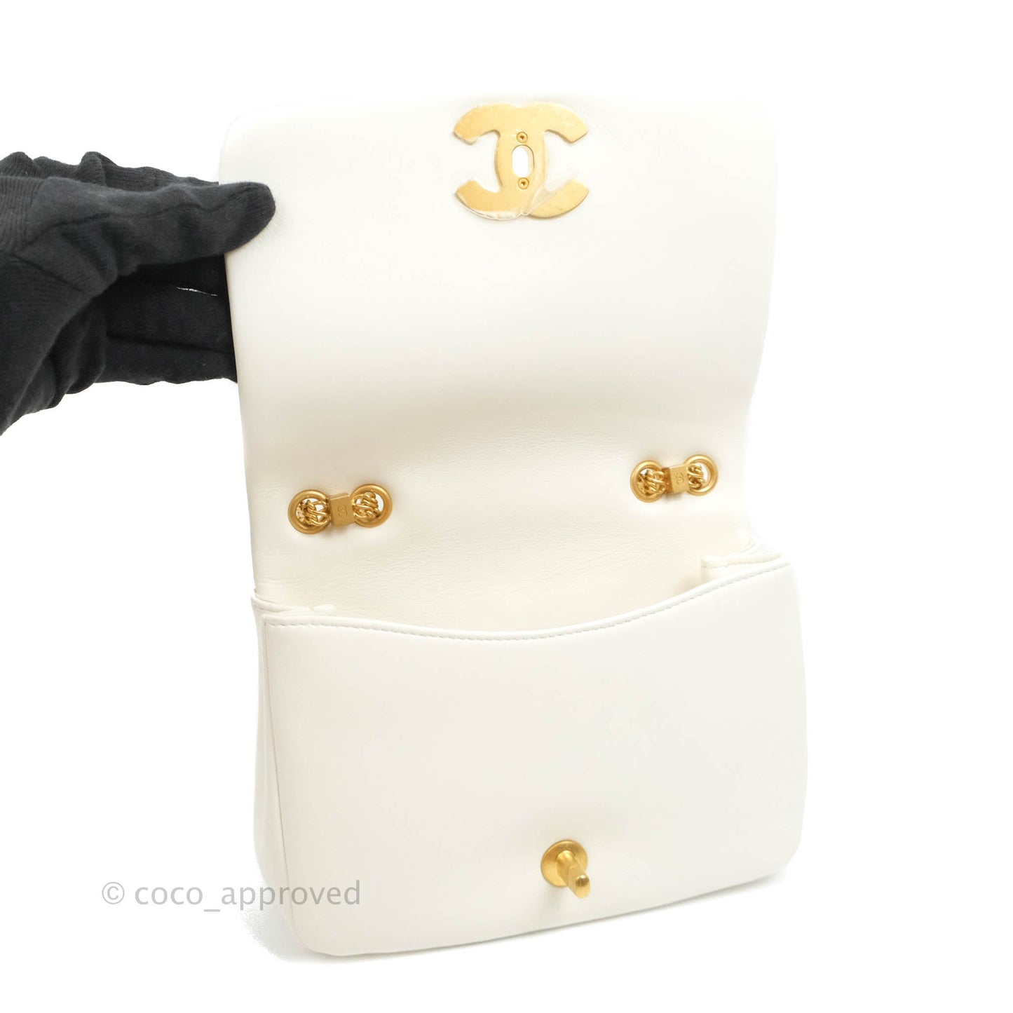 Chanel Large White Flap Bag With Woven CC Logo Lambskin Gold Hardware 22C
