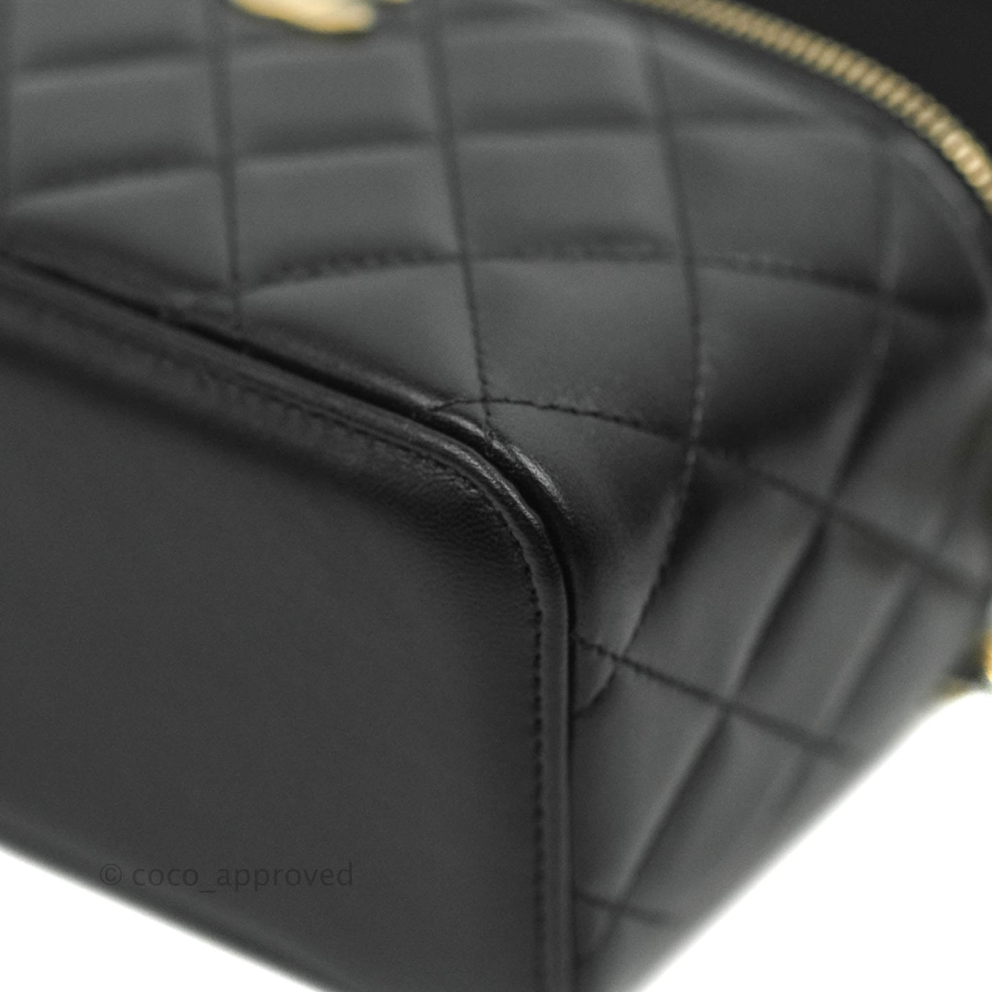 Chanel Vanity Rectangular Top Handle Black Lambskin Gold Hardware