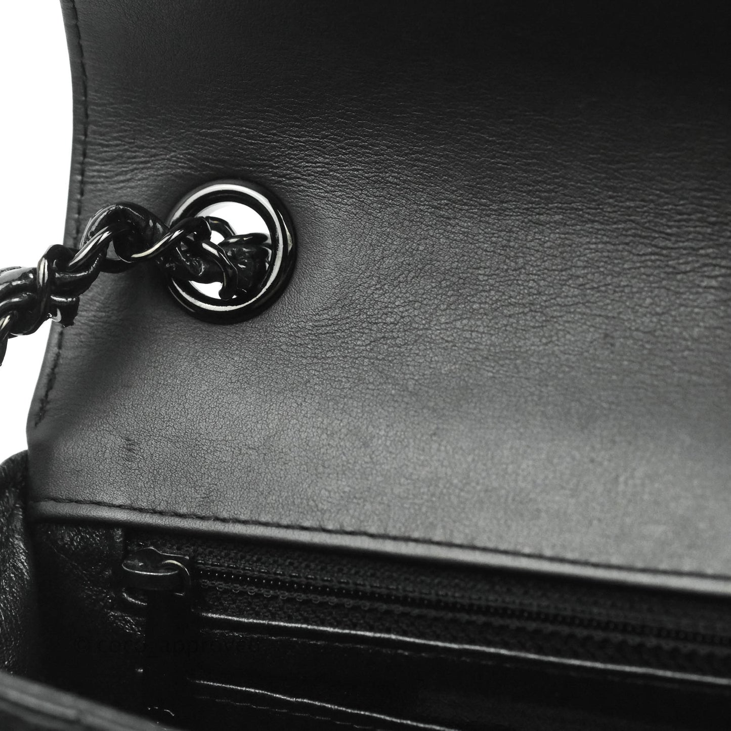 Chanel Chevron Mini Rectangular Flap Black Crumpled Patent So Black Hardware